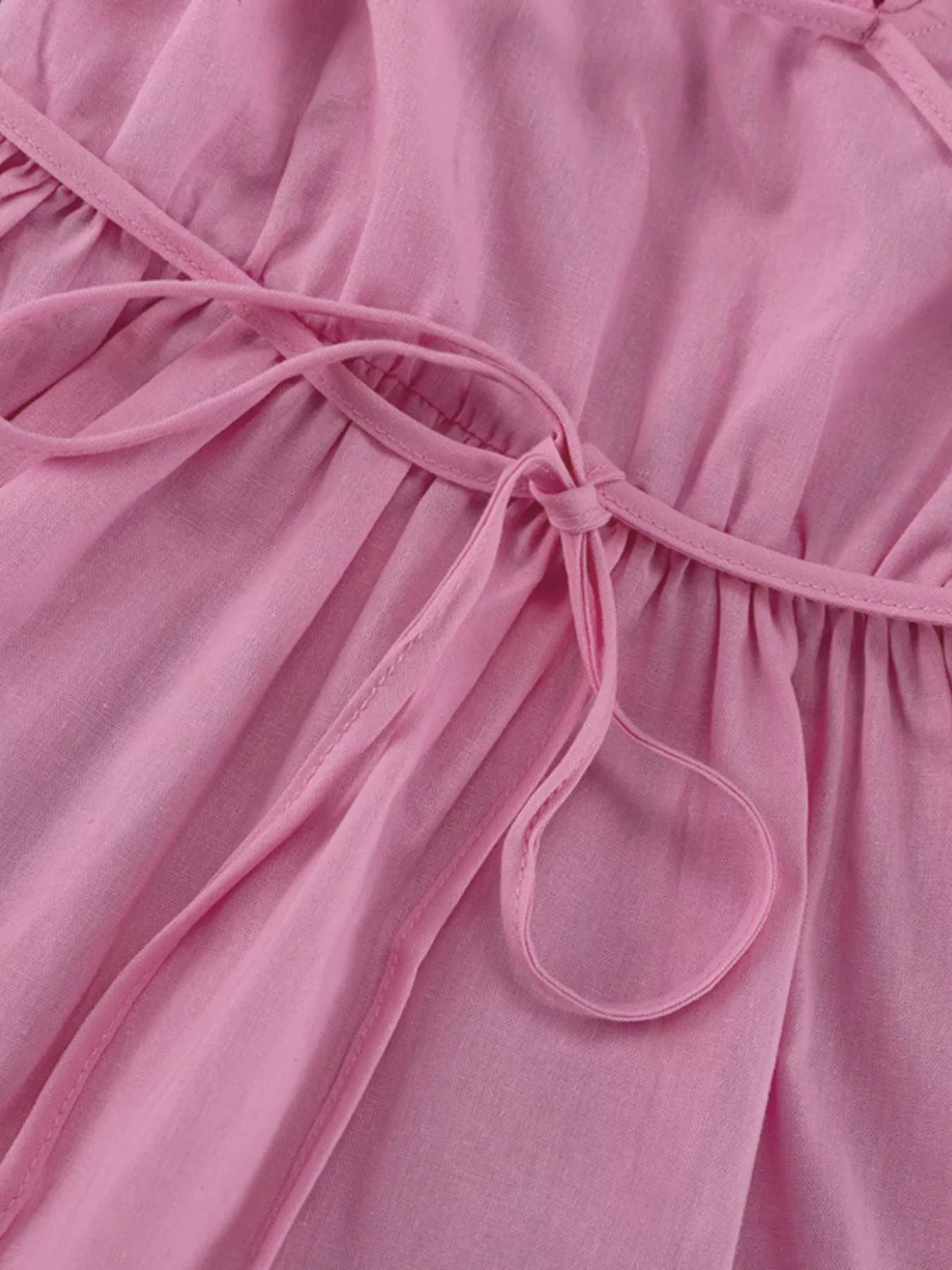Tie Waist Puff Sleeve Maxi Dress with Frill Detail