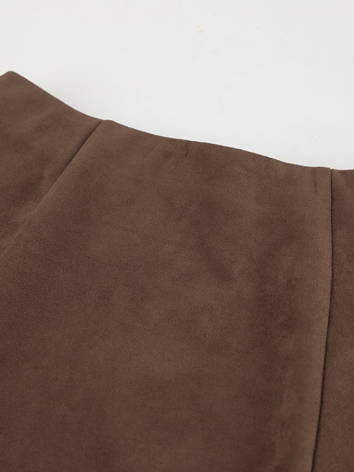 Suede Midi Skirt in Dark Brown