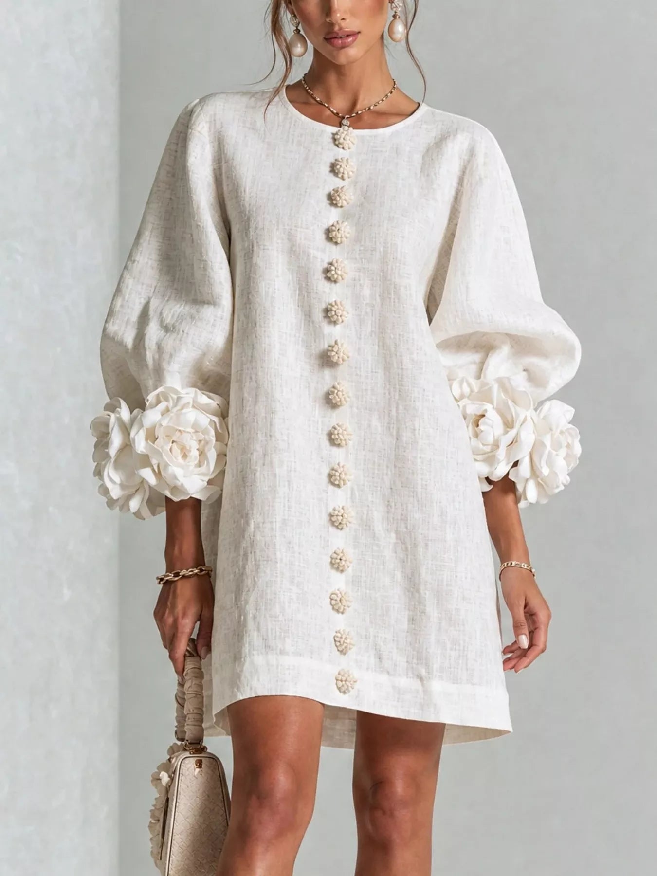 3D Floral Applique Mini Dress