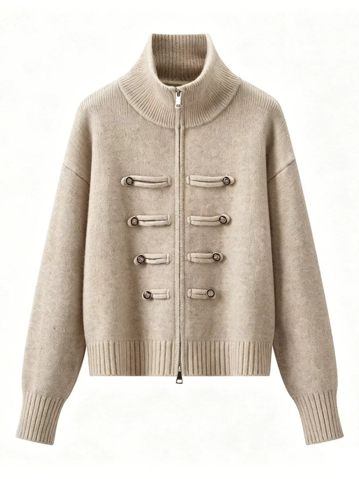 Turtleneck Zip-Up Cardigan