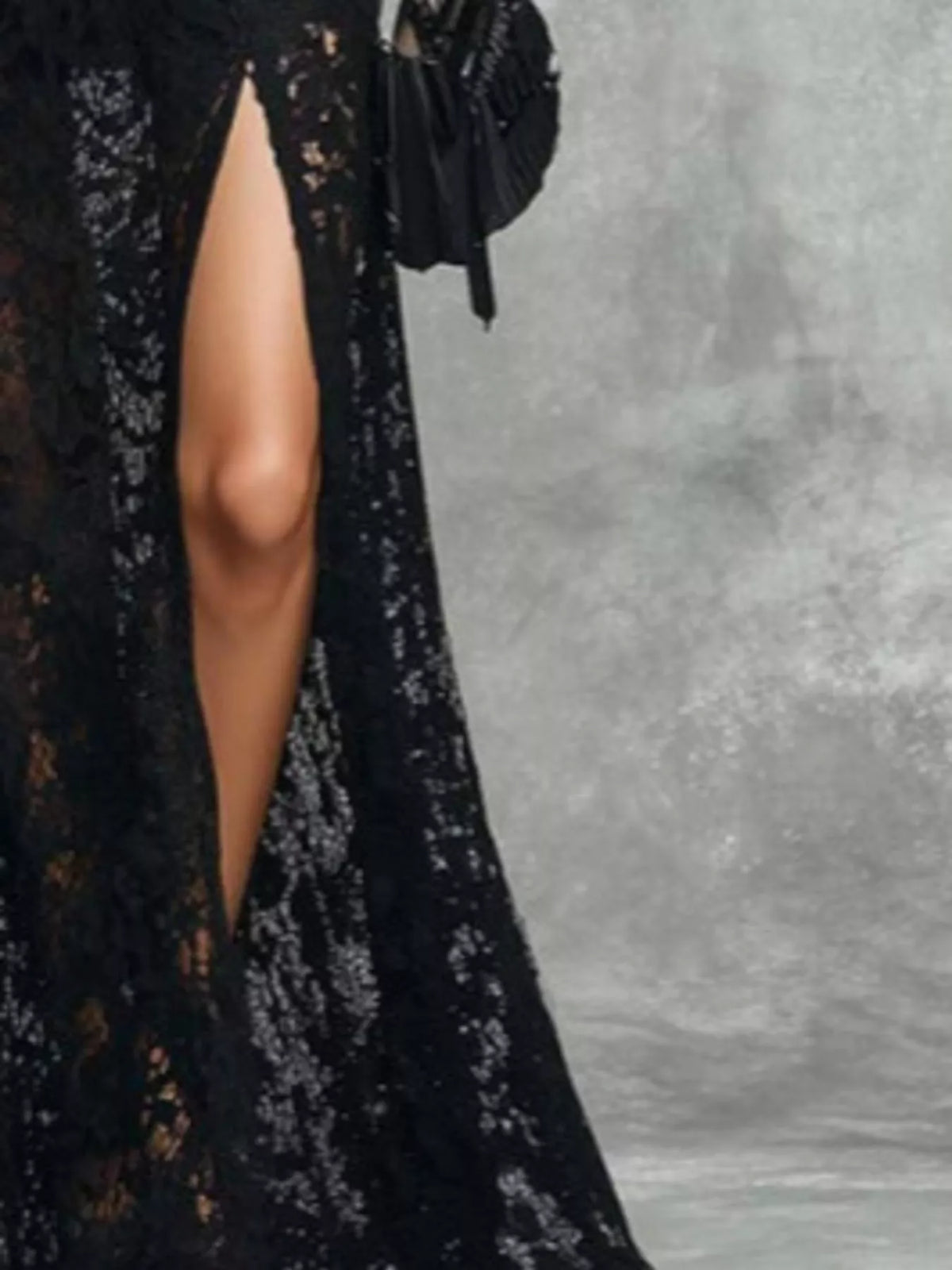 Lace Slit Maxi Dress in Black