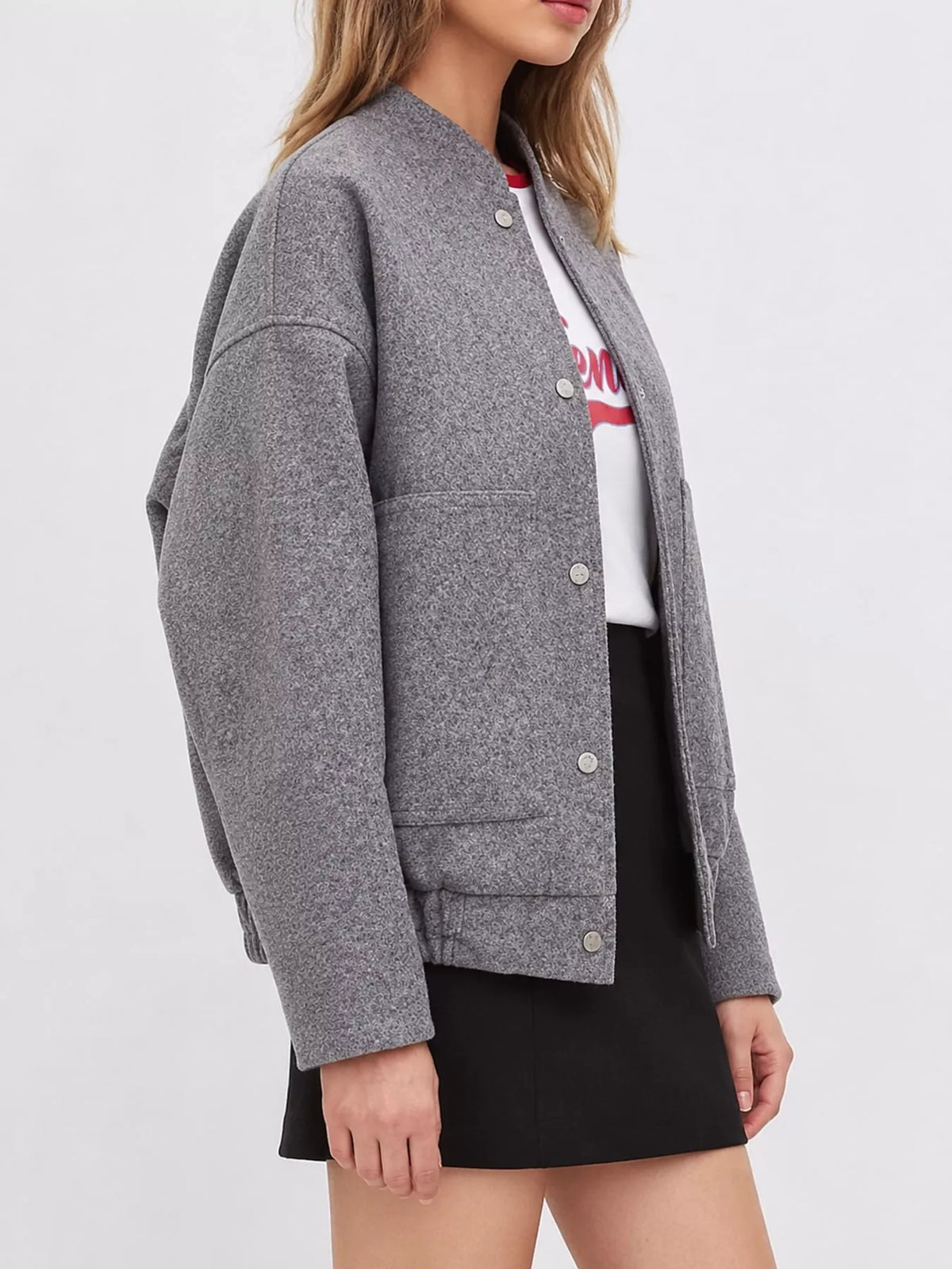 Snap-Button Bomber Jacket by Prisca