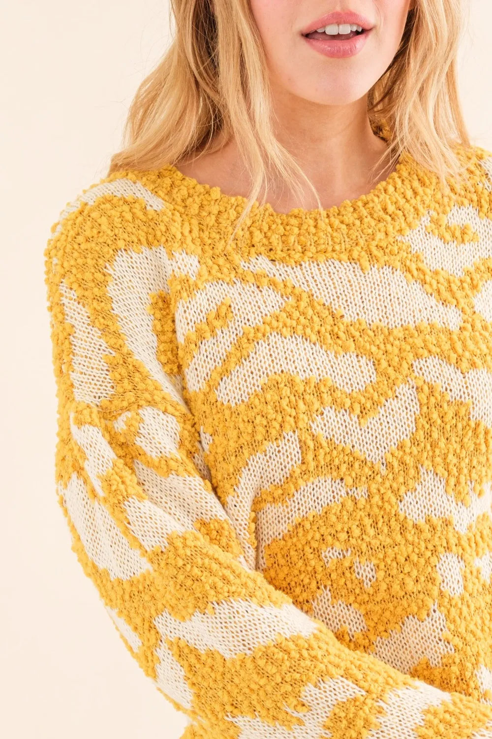 And The Why Textured Contrast Sweater in Mustard