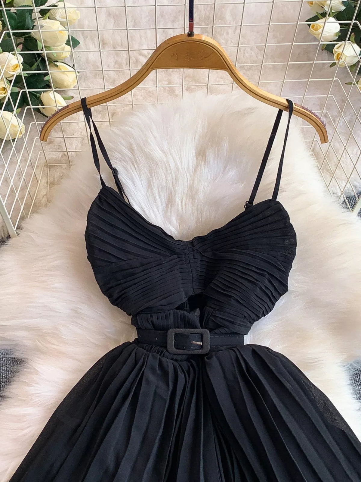 Pleated Layered Midi Dress