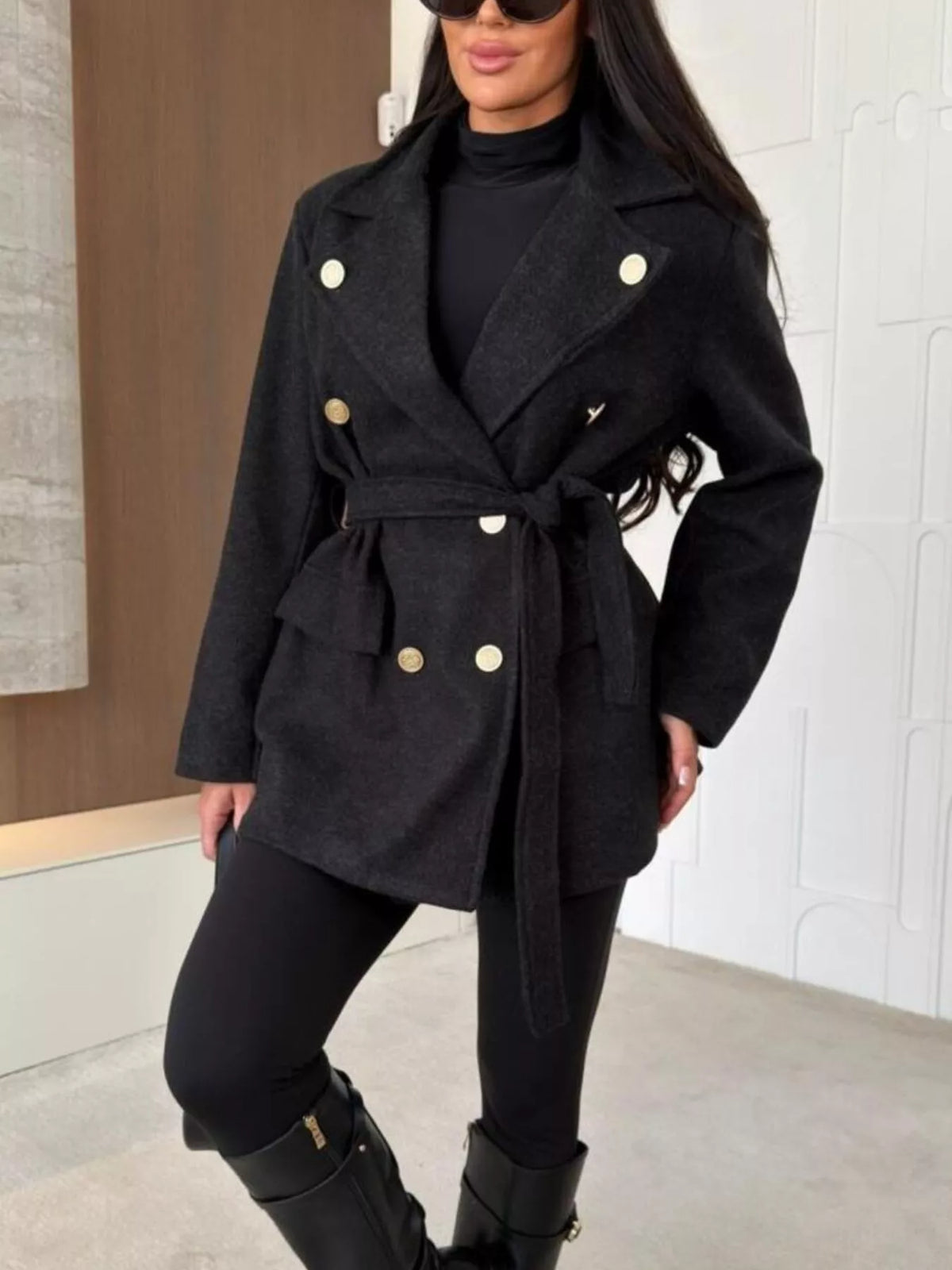 Double-Breasted Belted Coat