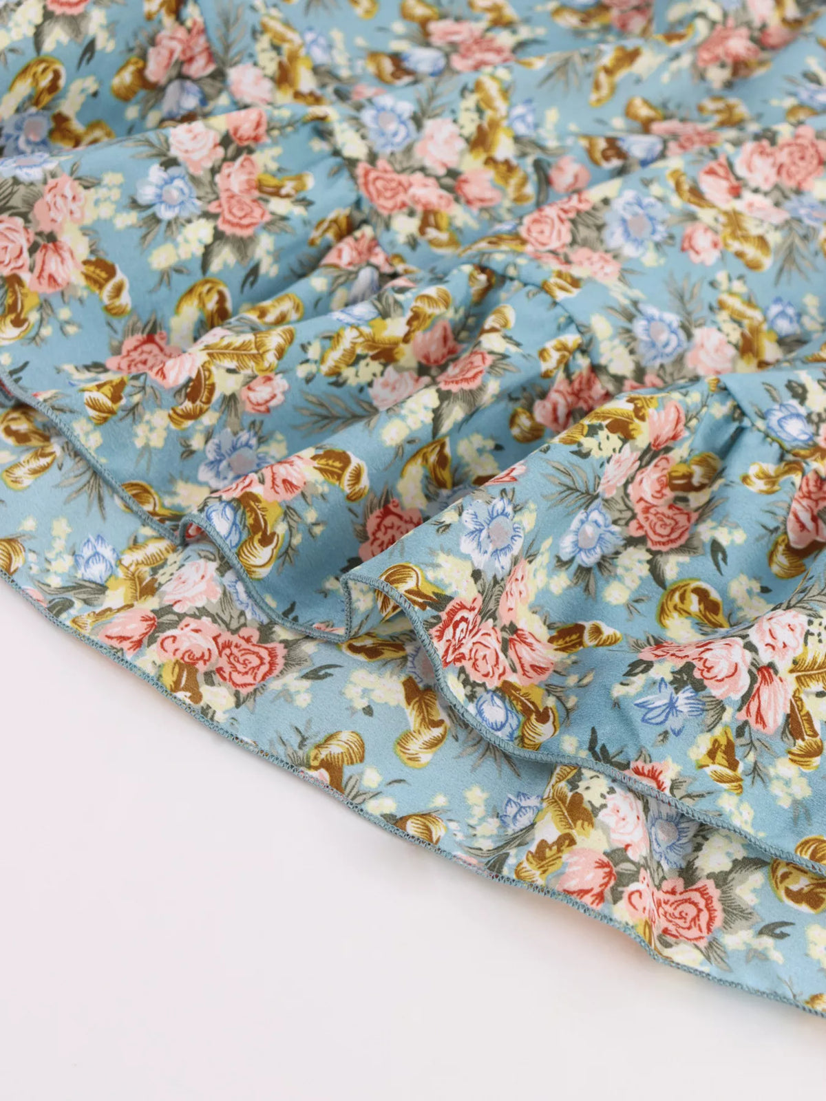 Floral Print Halter Mini Dress in Sea Blue