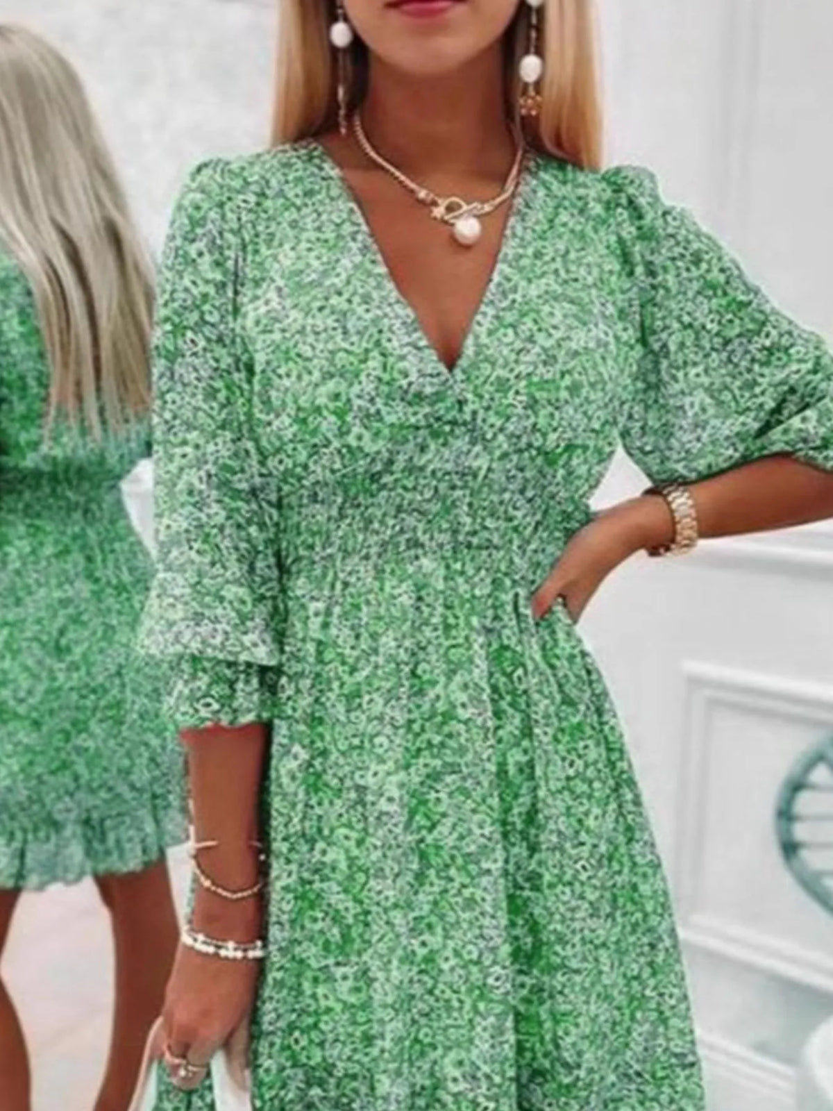 Tiered Ruffled Hem Floral Dress