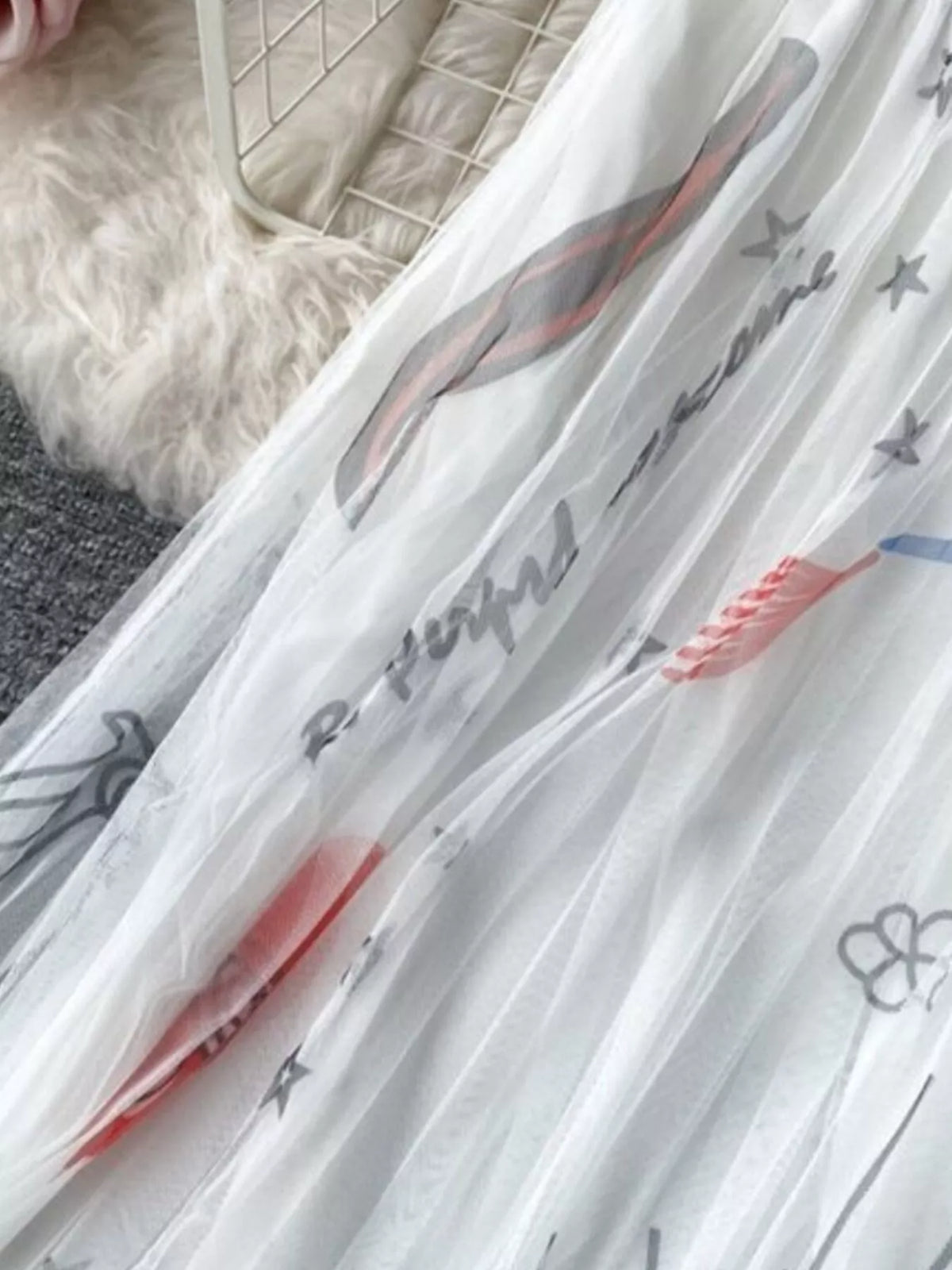 Layered Printed Tulle Skirt