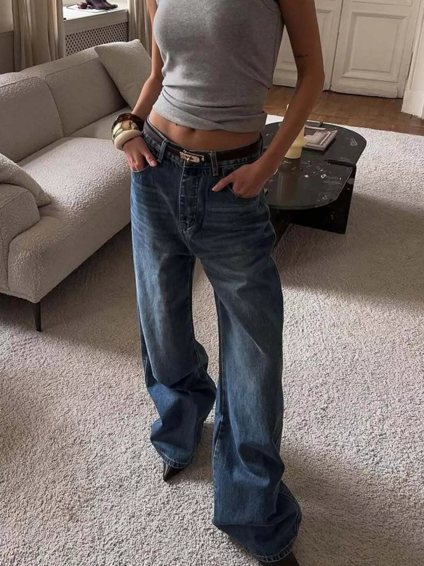Wide Leg Relaxed Fit Jeans in Medium Wash