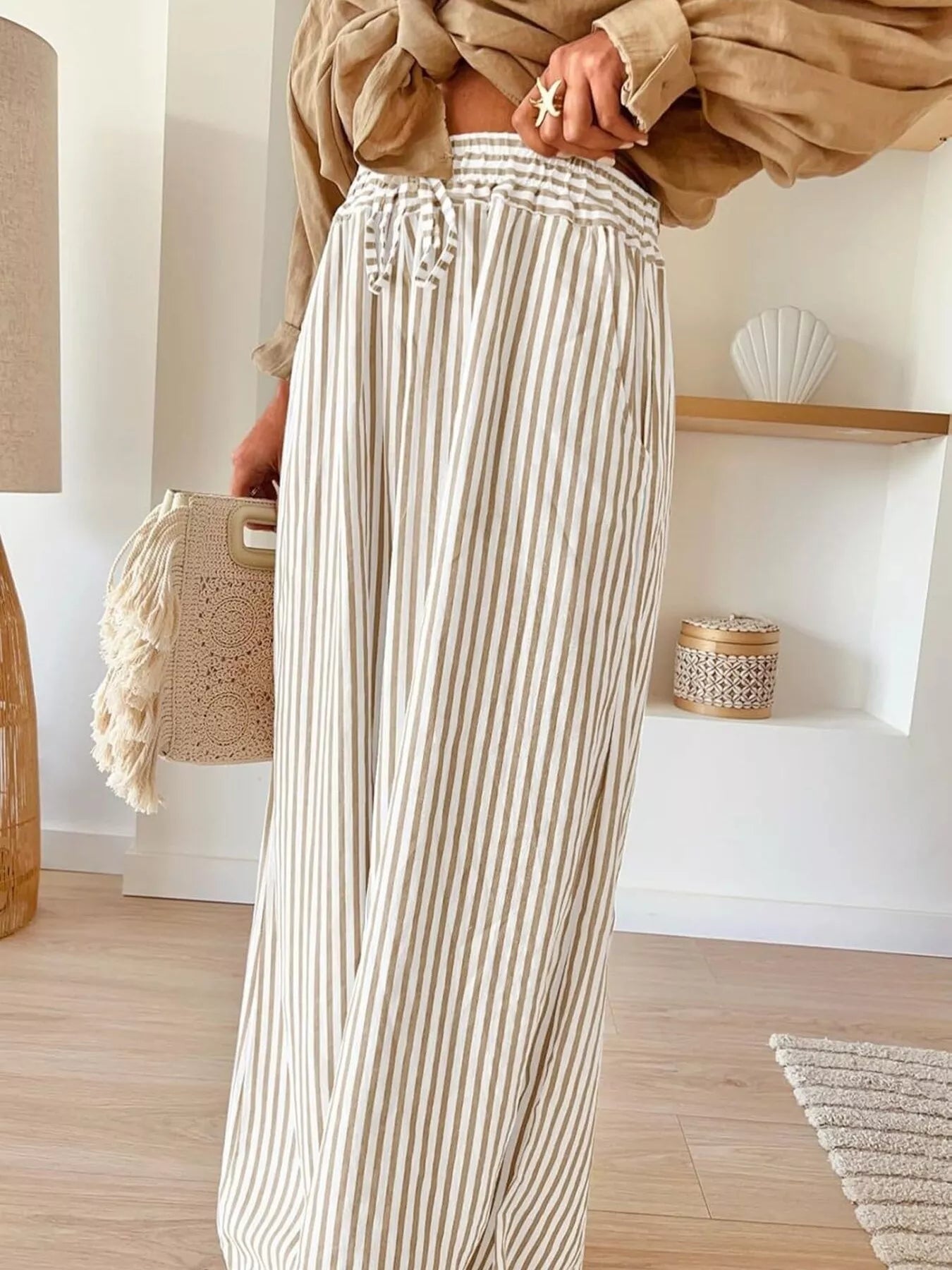 Striped Wide-Leg Pants