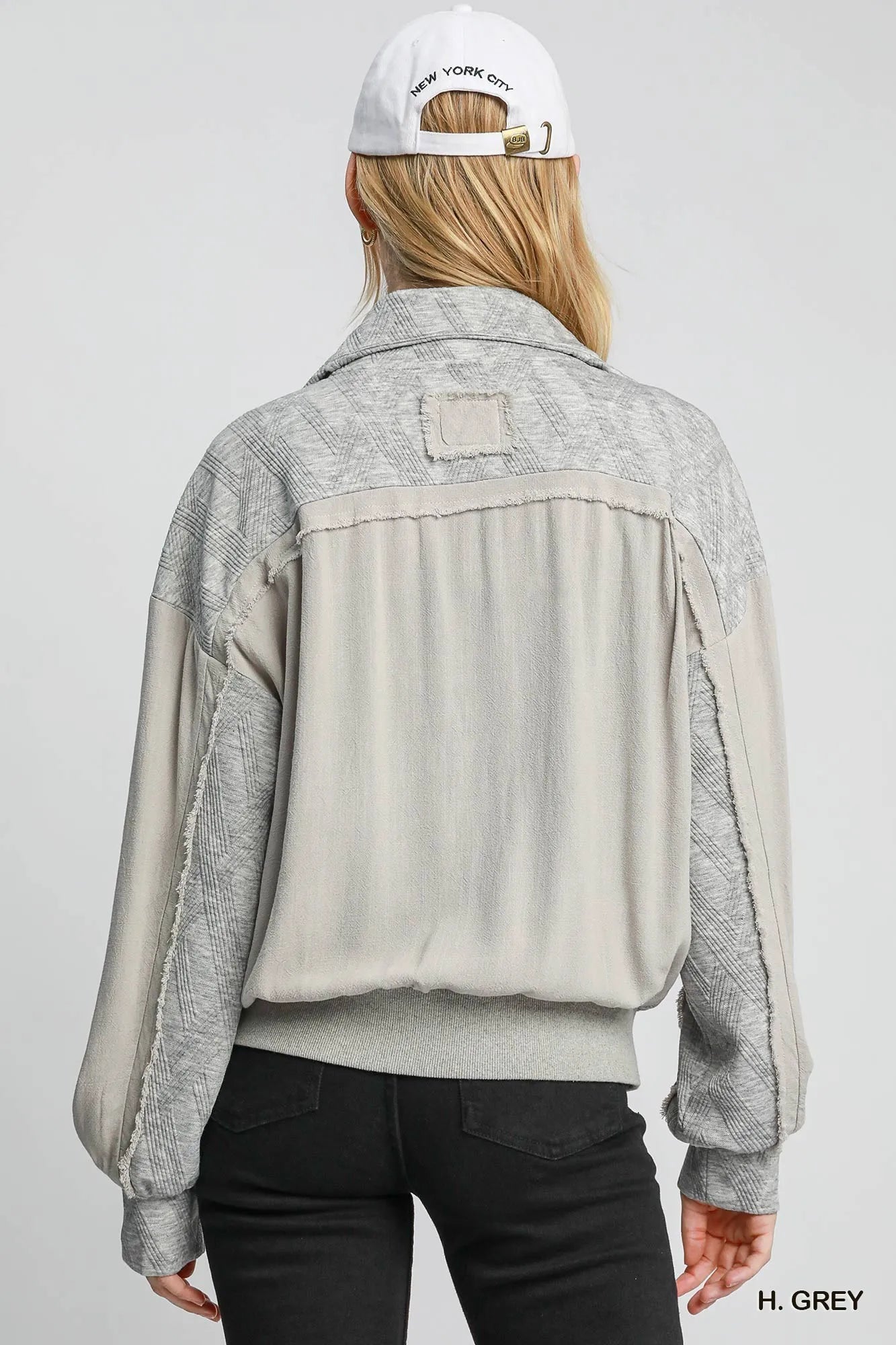 Umgee Two-Way Jacquard Jacket in Heather Grey in H. grey