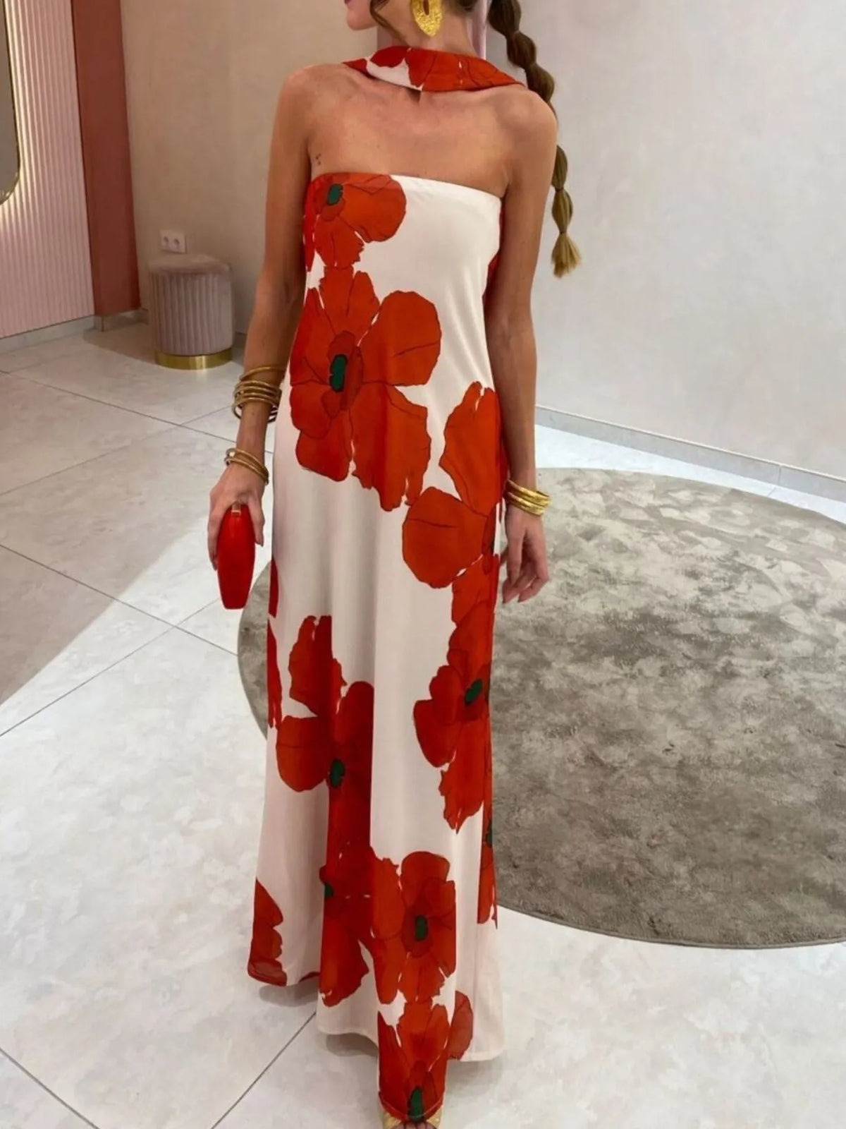 Printed Tube Maxi Dress