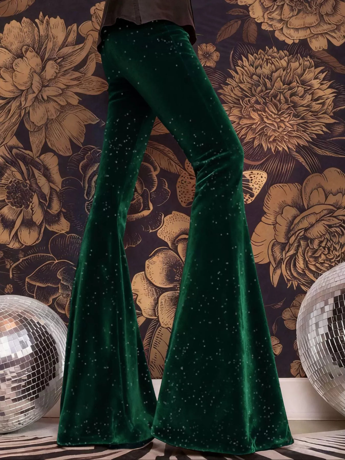 High-Waisted Velvet Flared Pants
