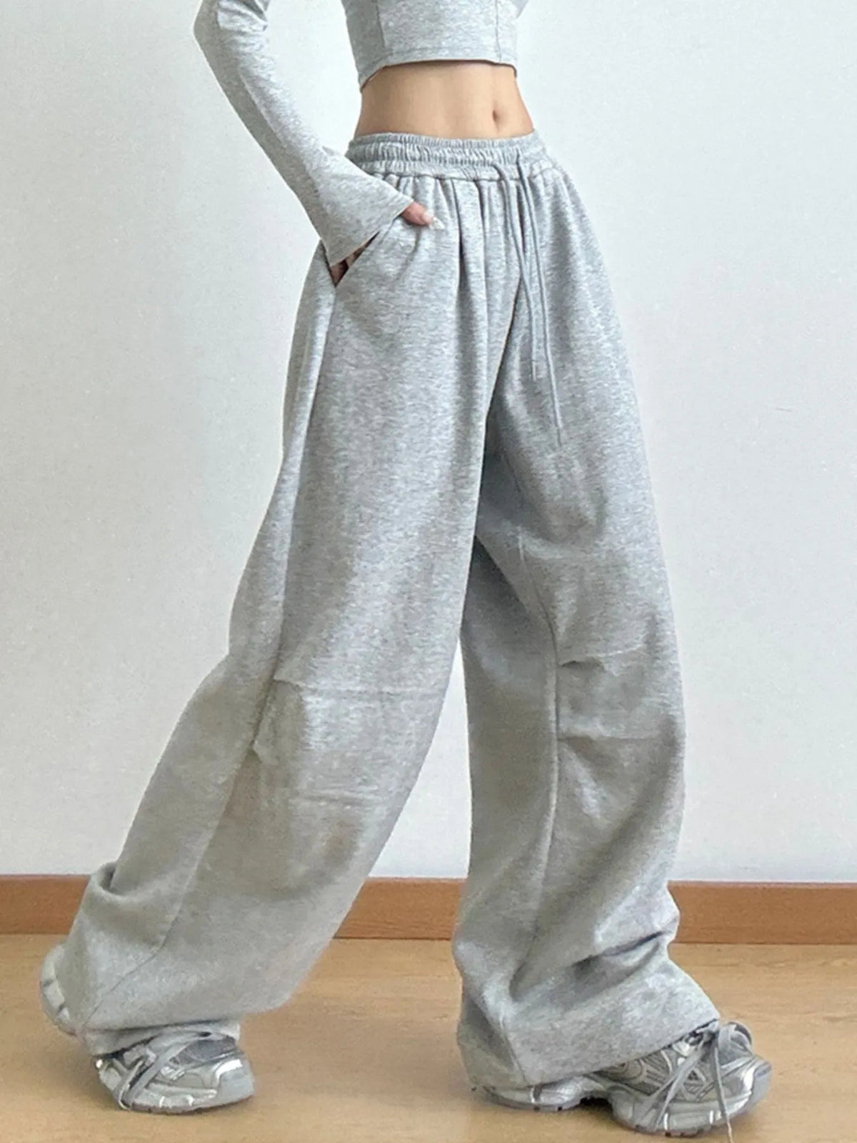 Wide Leg Pants with Drawstring Tie