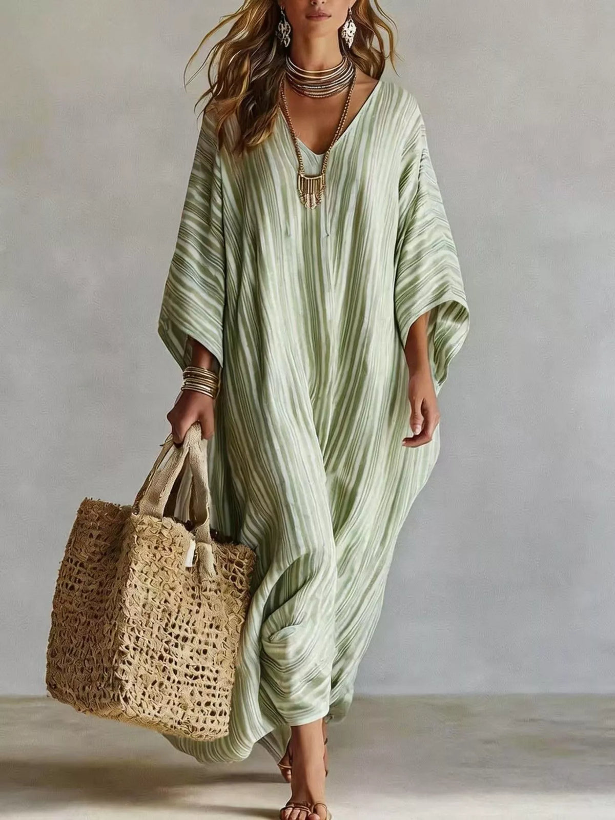 Oversized Striped Maxi Dress