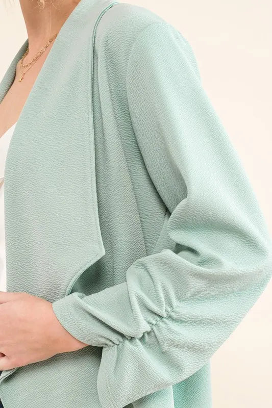 And The Why Open-Front Blazer in Mint