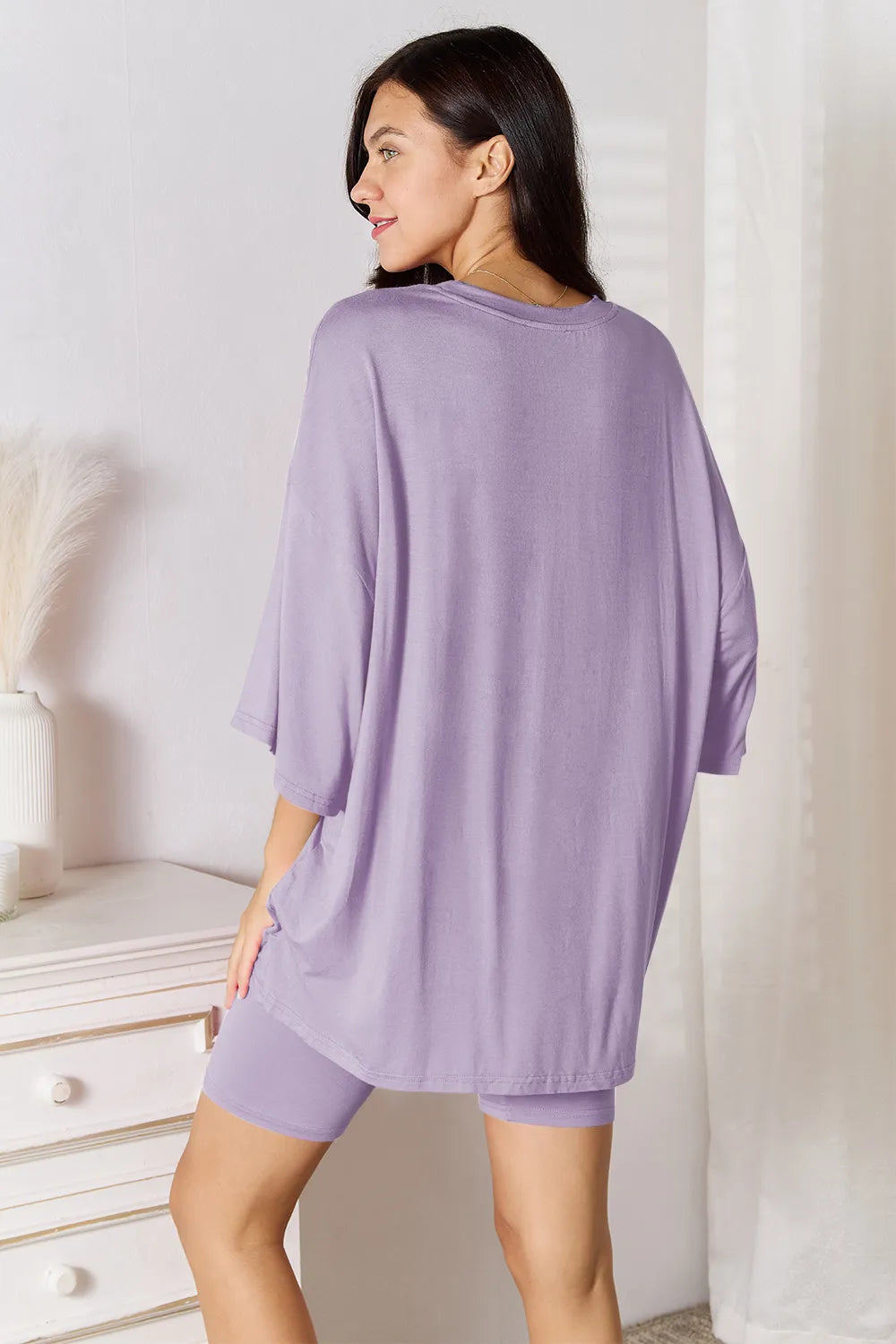 Basic Bae Three-Quarter Sleeve Top and Shorts Set