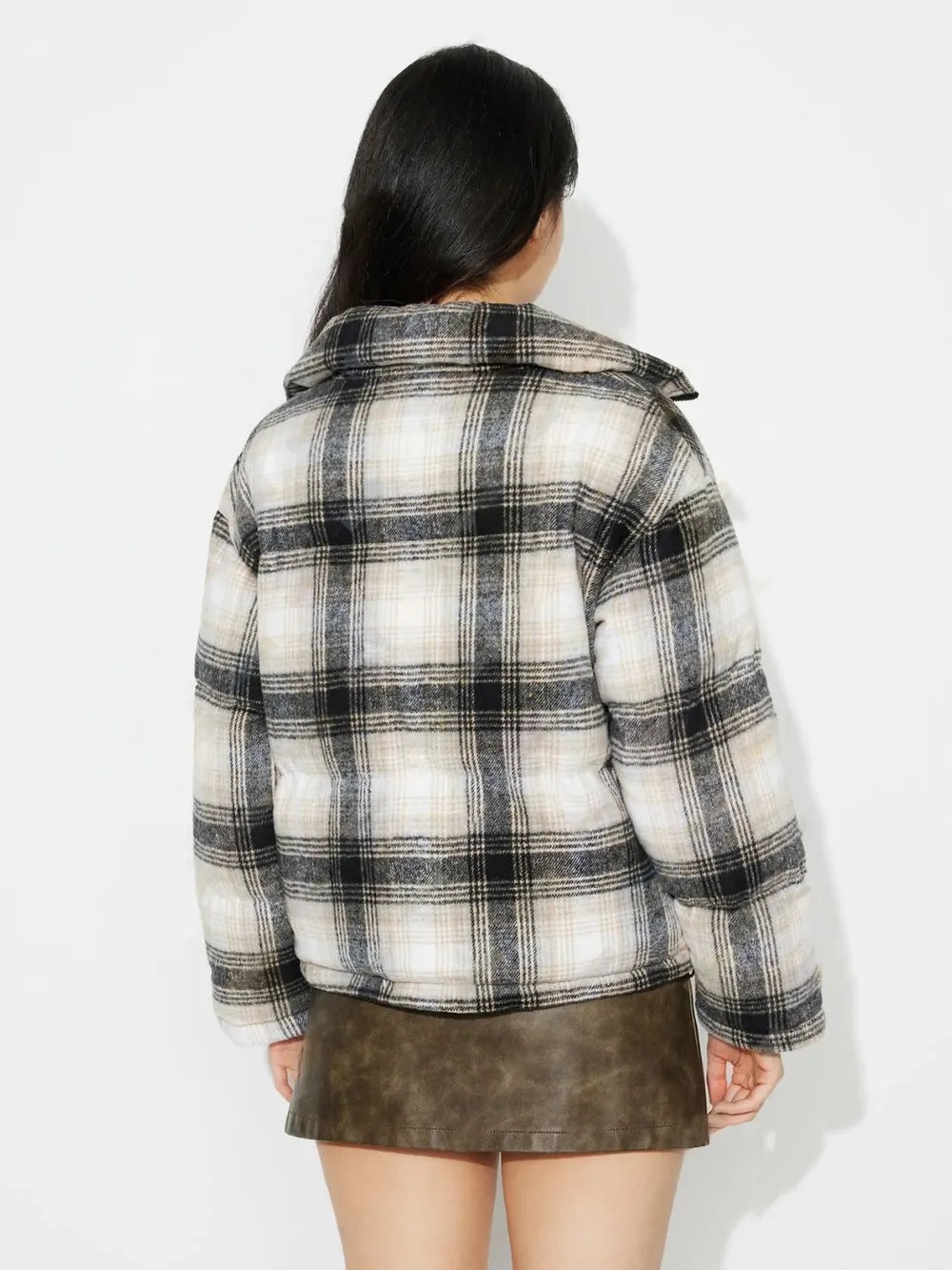 Plaid Zip-Up Jacket in Gray