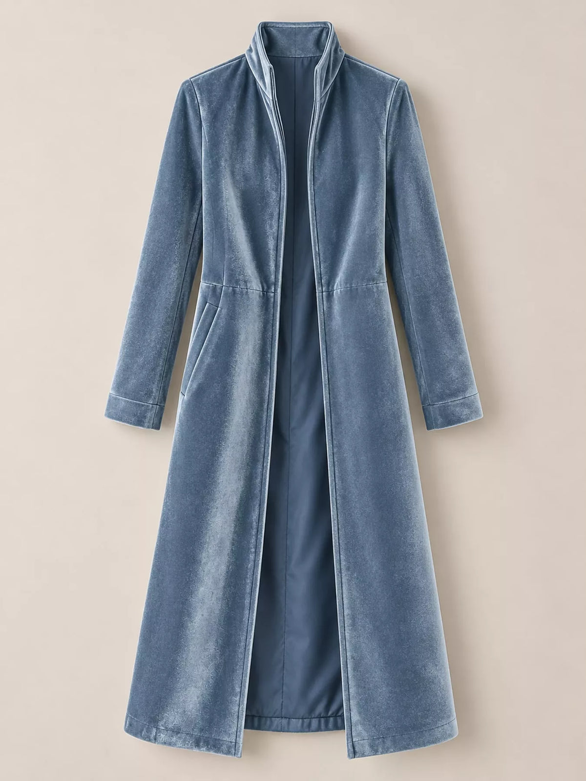 Velvet Zip-Up Longline Jacket