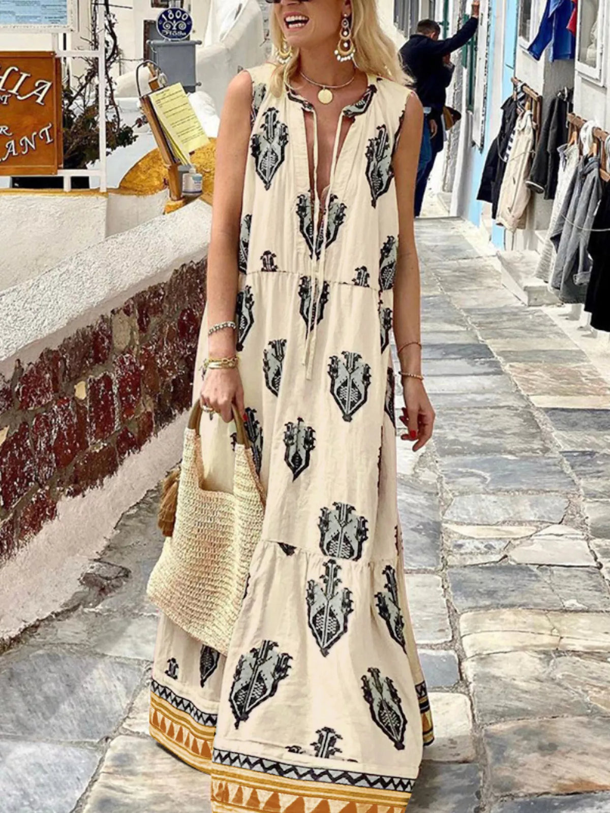 Printed Tiered Maxi Dress