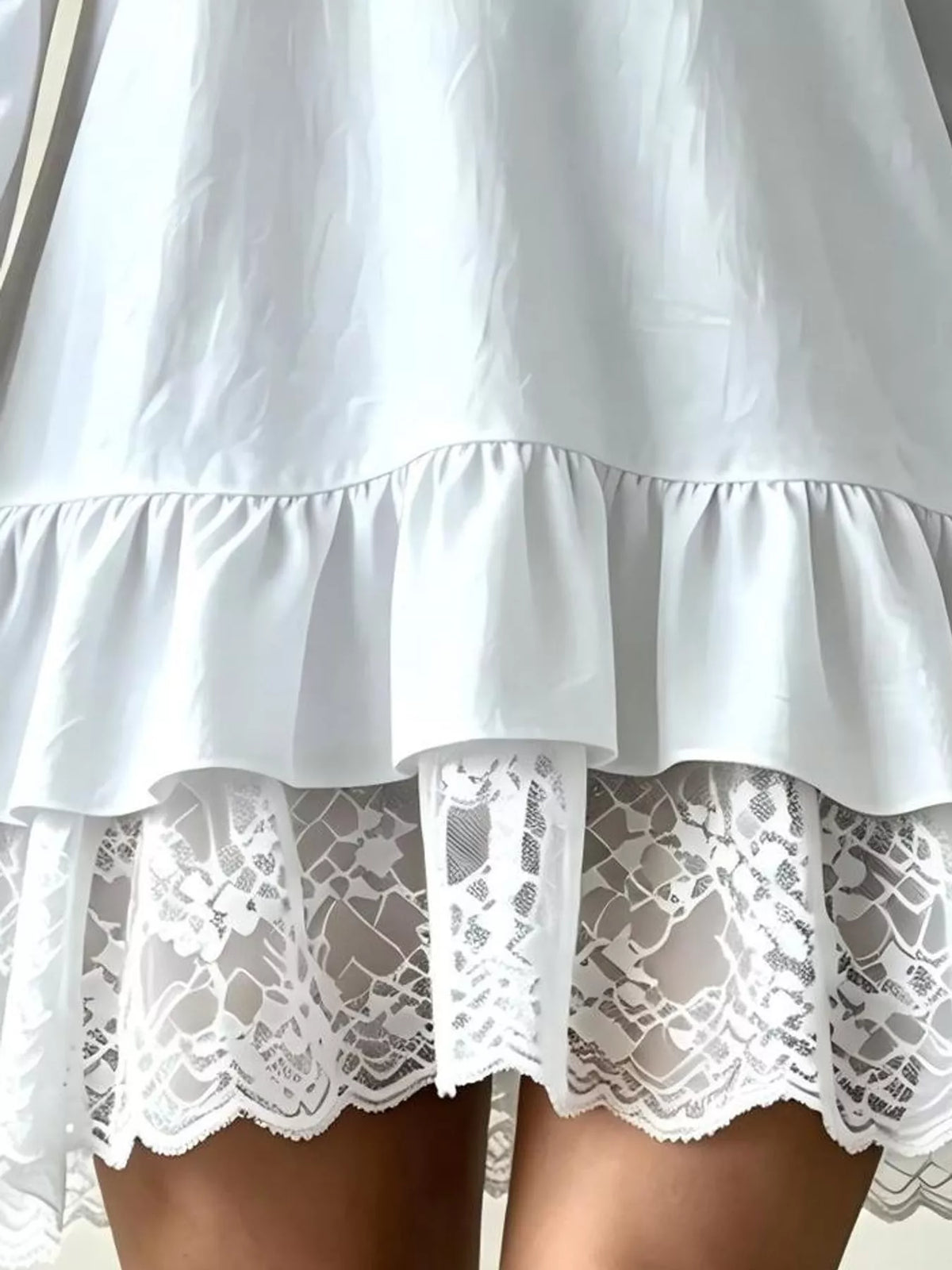 Lace Hem Flounce Sleeve Dress