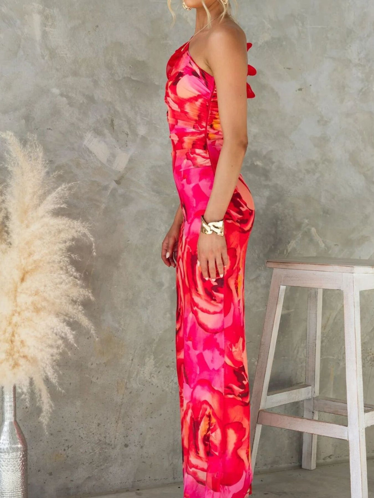 Floral One-Shoulder Maxi Dress