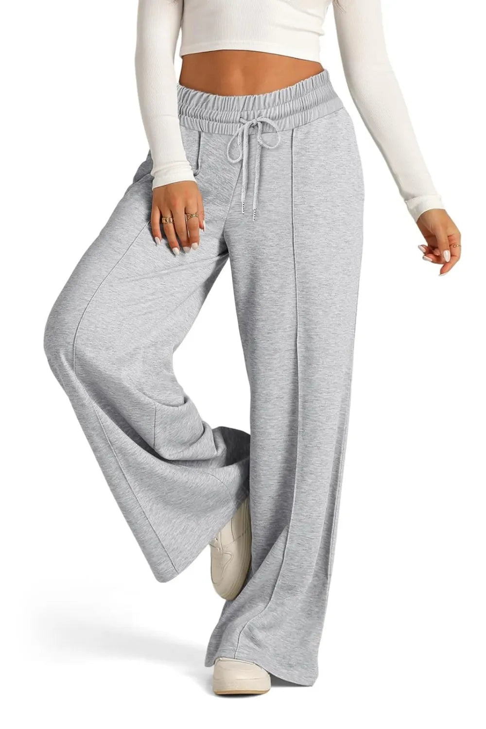 Drawstring Wide Leg Pants with Pockets