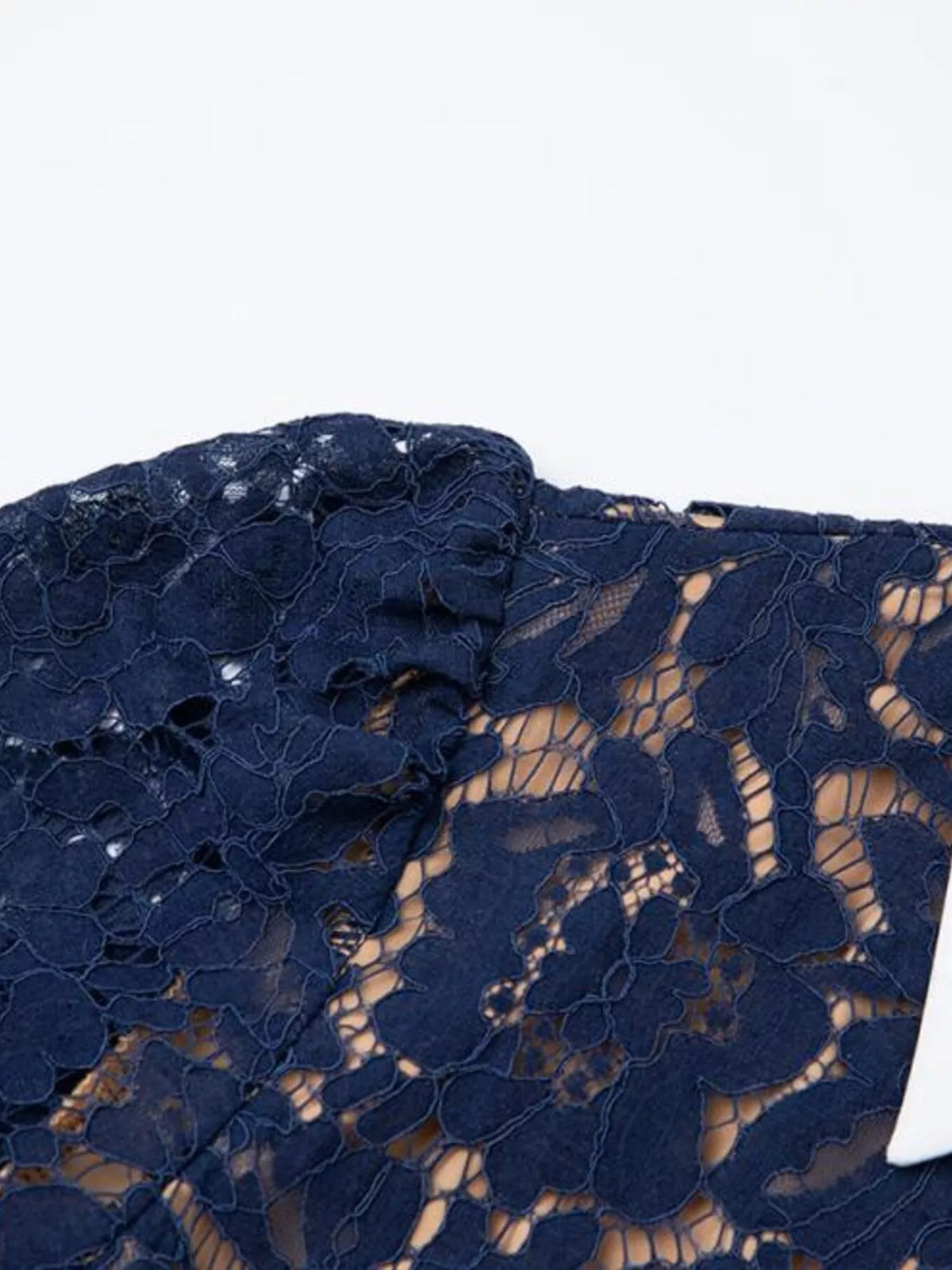 Lace Button-Down Midi Dress in Blue