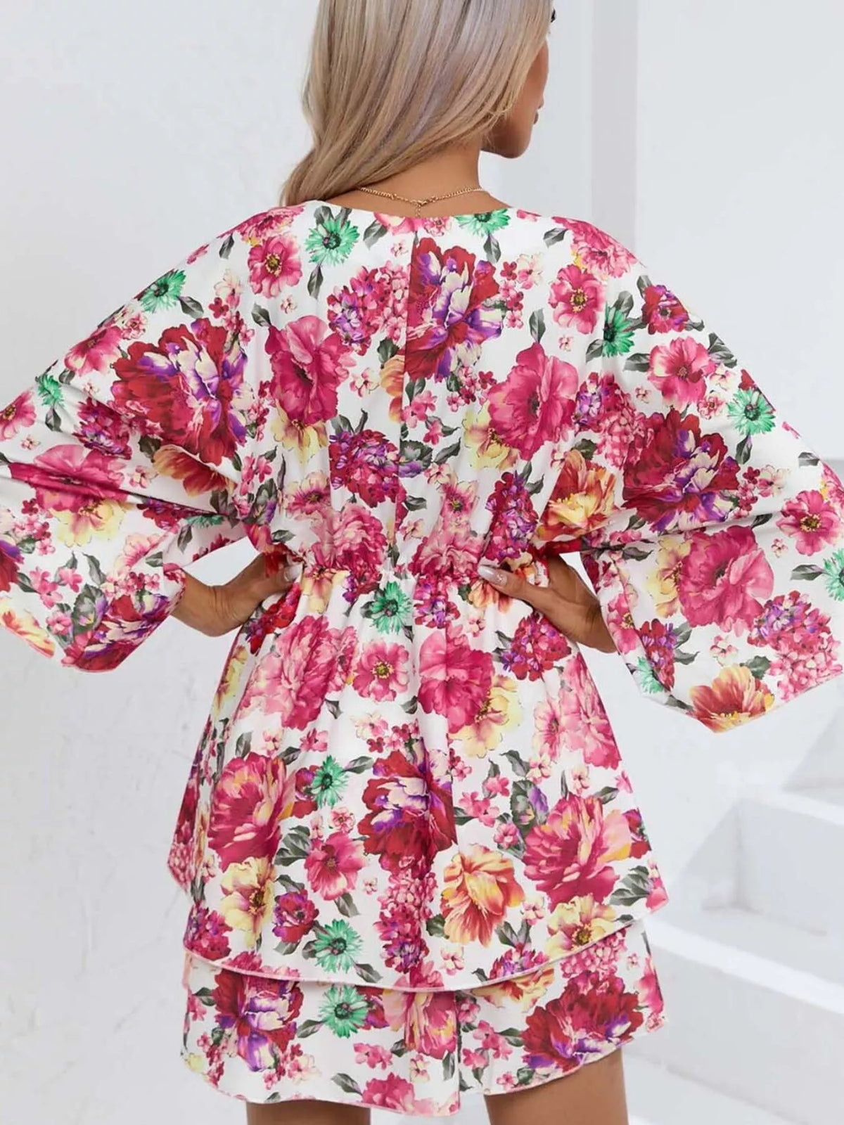 Floral Ruffle-Hem Tiered Mini Dress