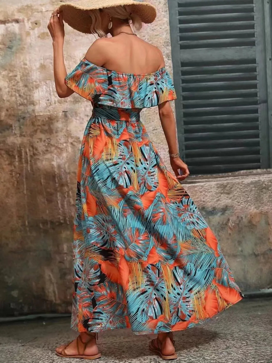 Ruffled Off-Shoulder Maxi Dress