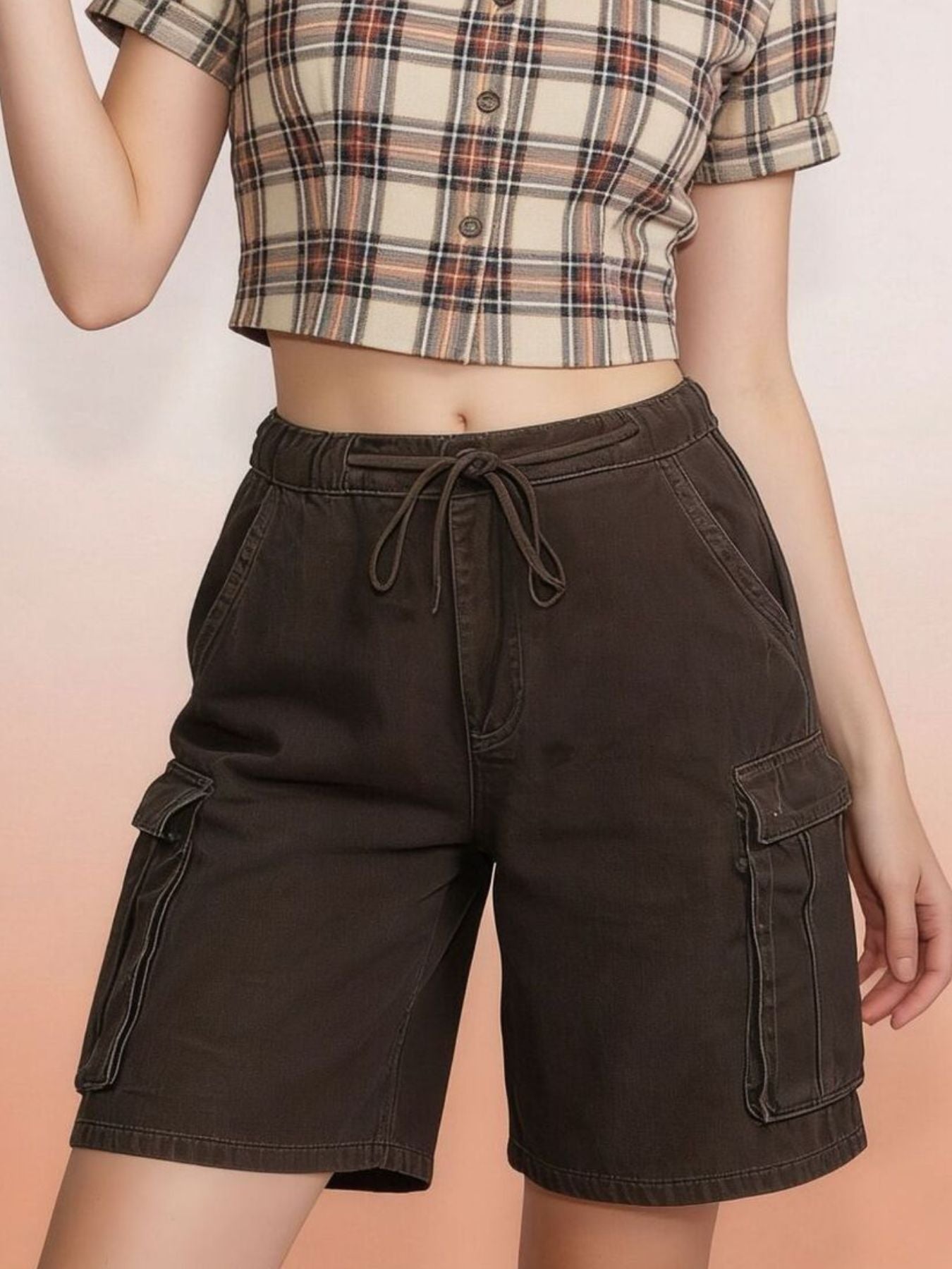 Cargo Shorts with Drawstring by Dreamy Drapes