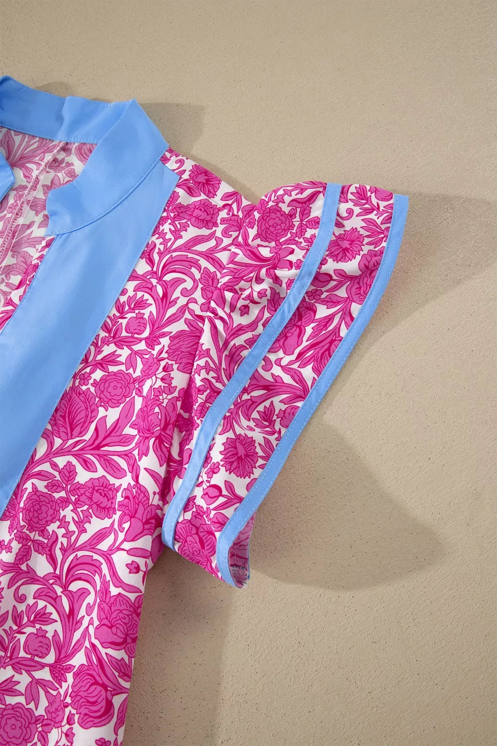 Floral Print Ruffle Cap Sleeve Dress in Pink