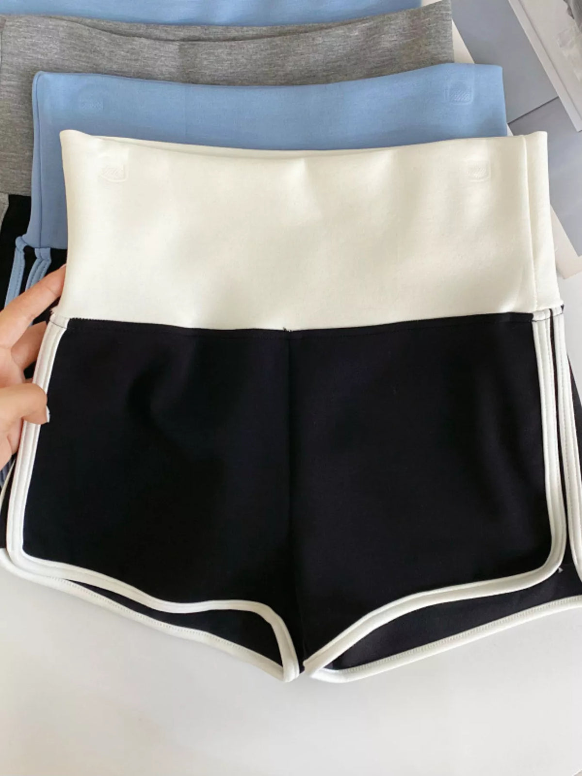 High-Waisted Contrast Trim Shorts