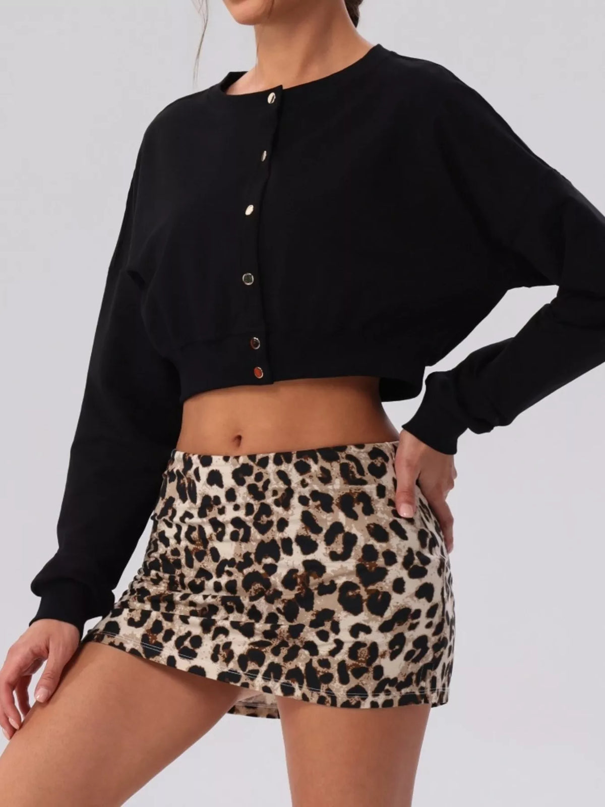Cropped Button-Down Active Top