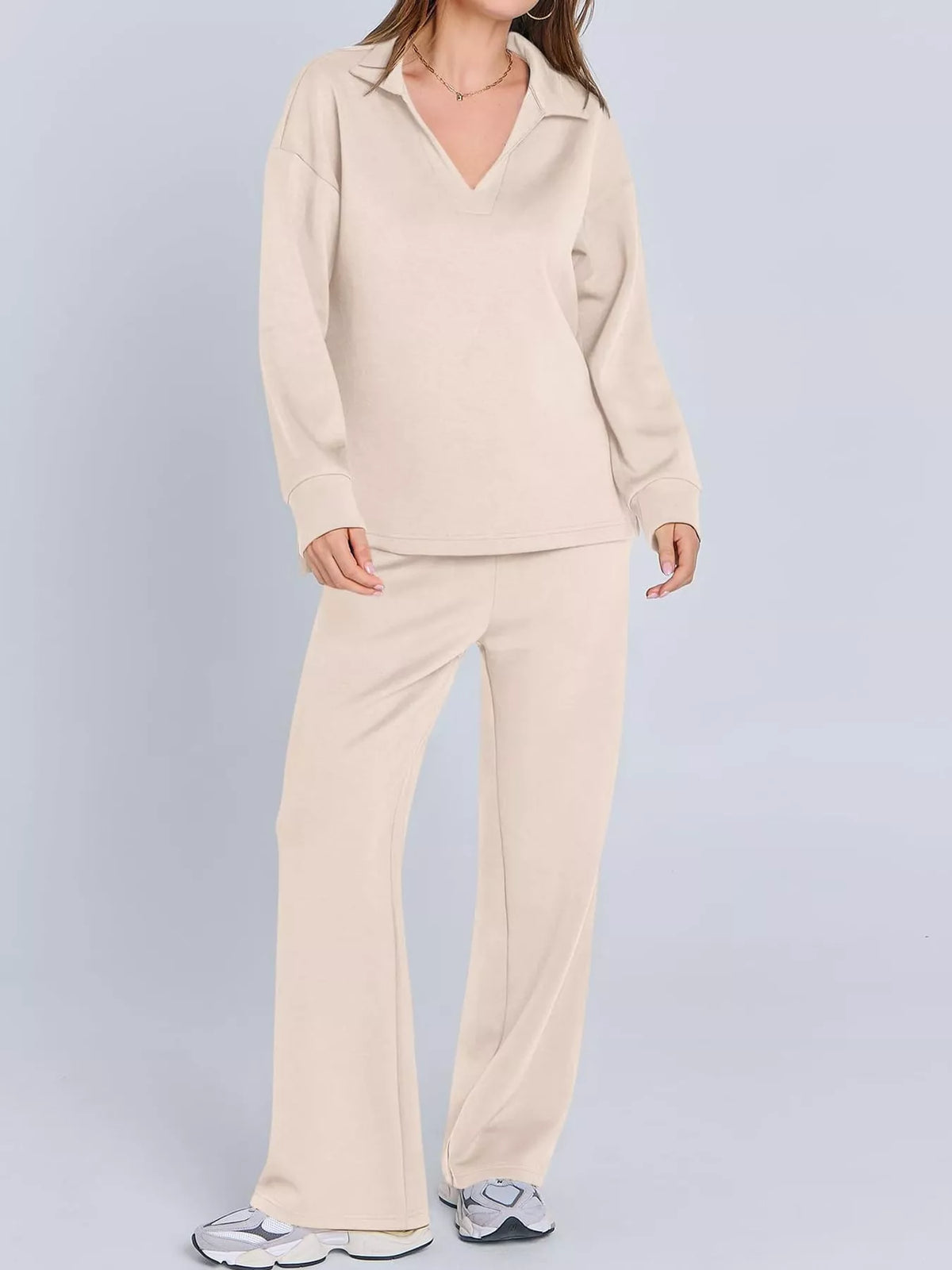 Dropped Shoulder Top and Drawstring Pant Set