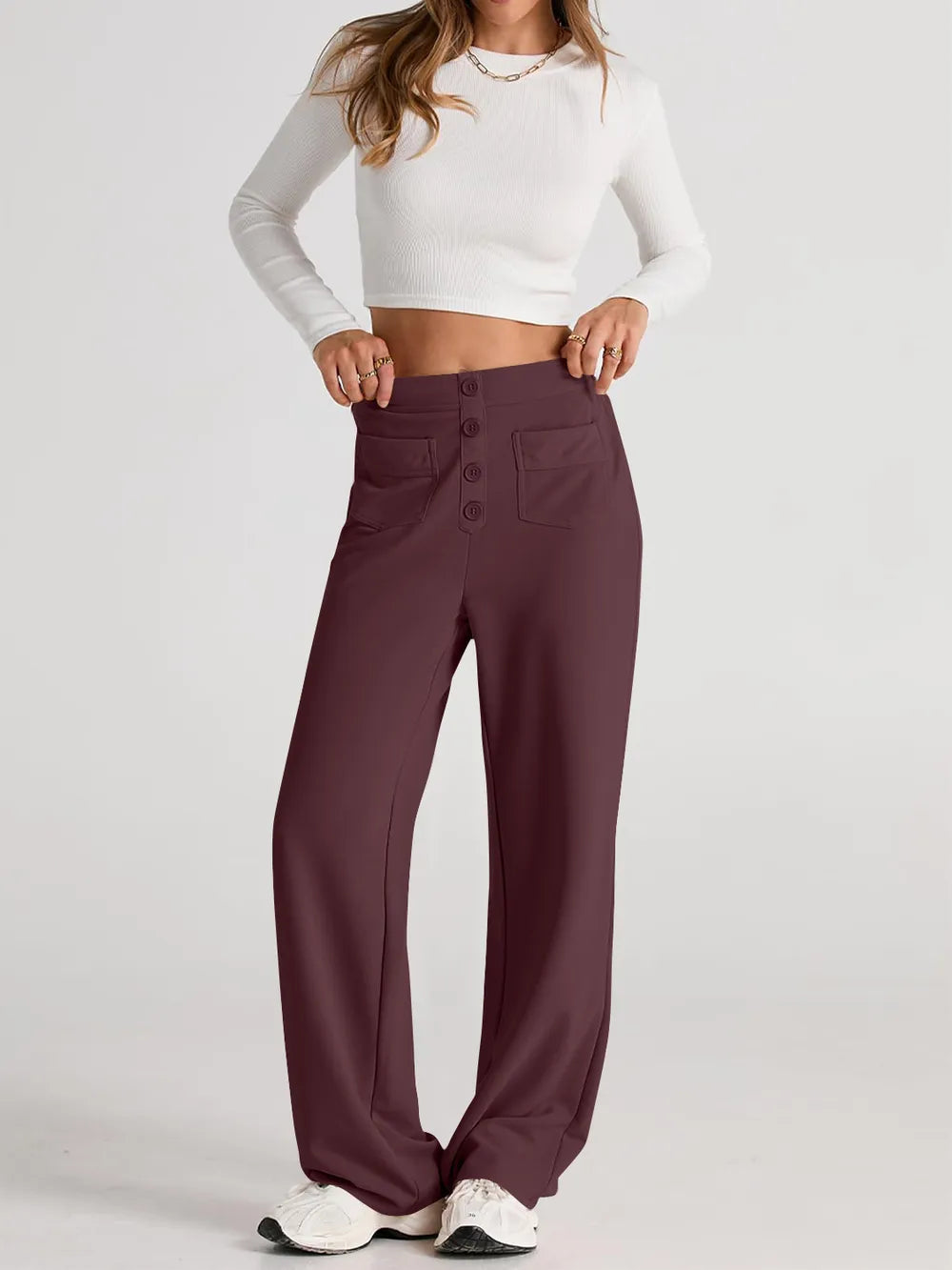 High Waist Wide Leg Pants by K&L