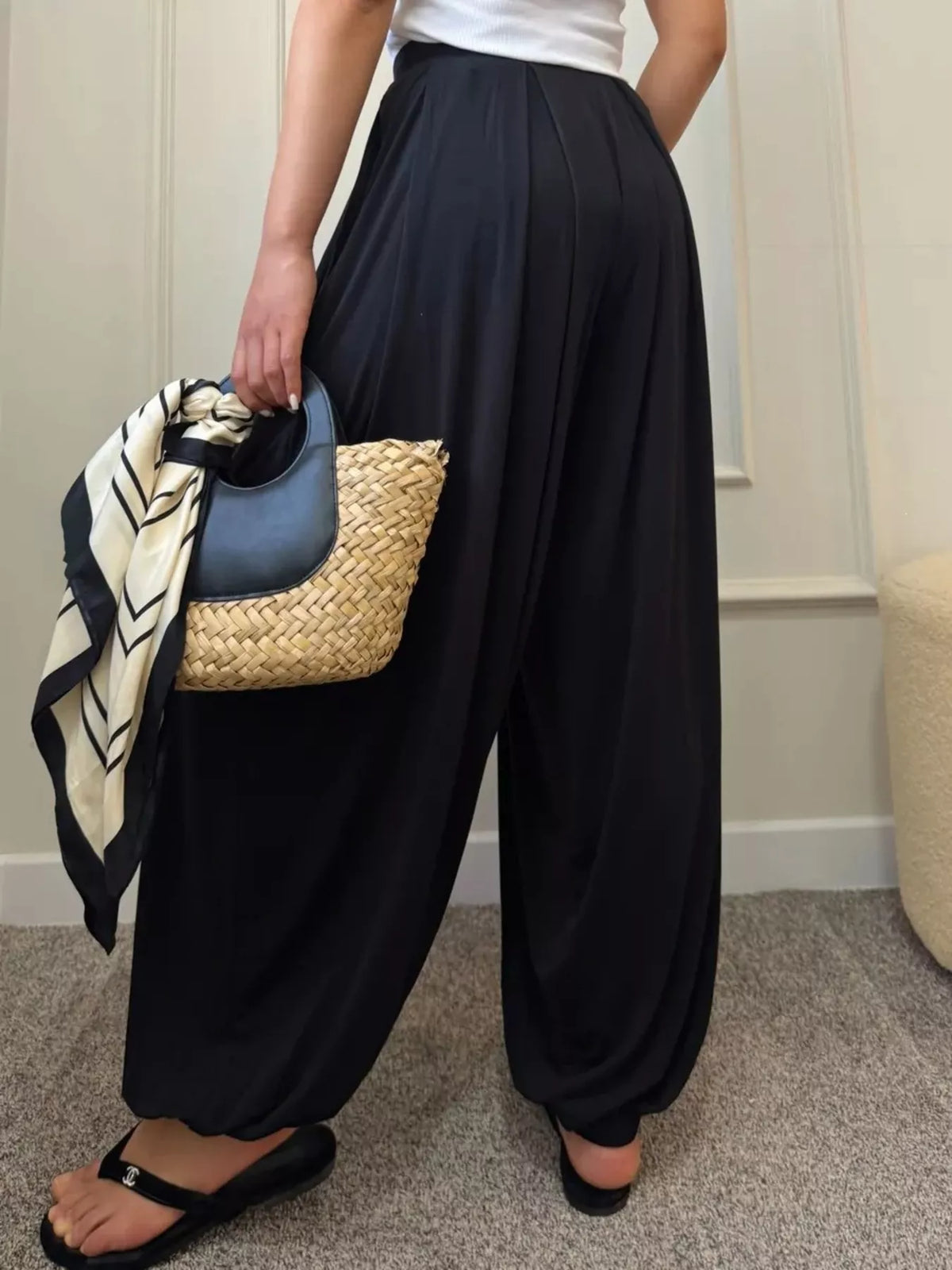 High-Waisted Pleated Wide-Leg Pants
