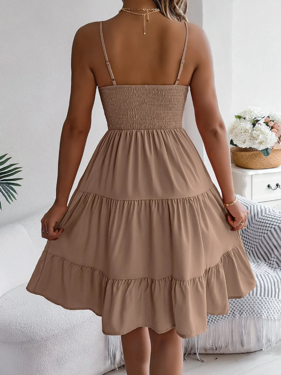 Smocked Back Tiered Cami Dress