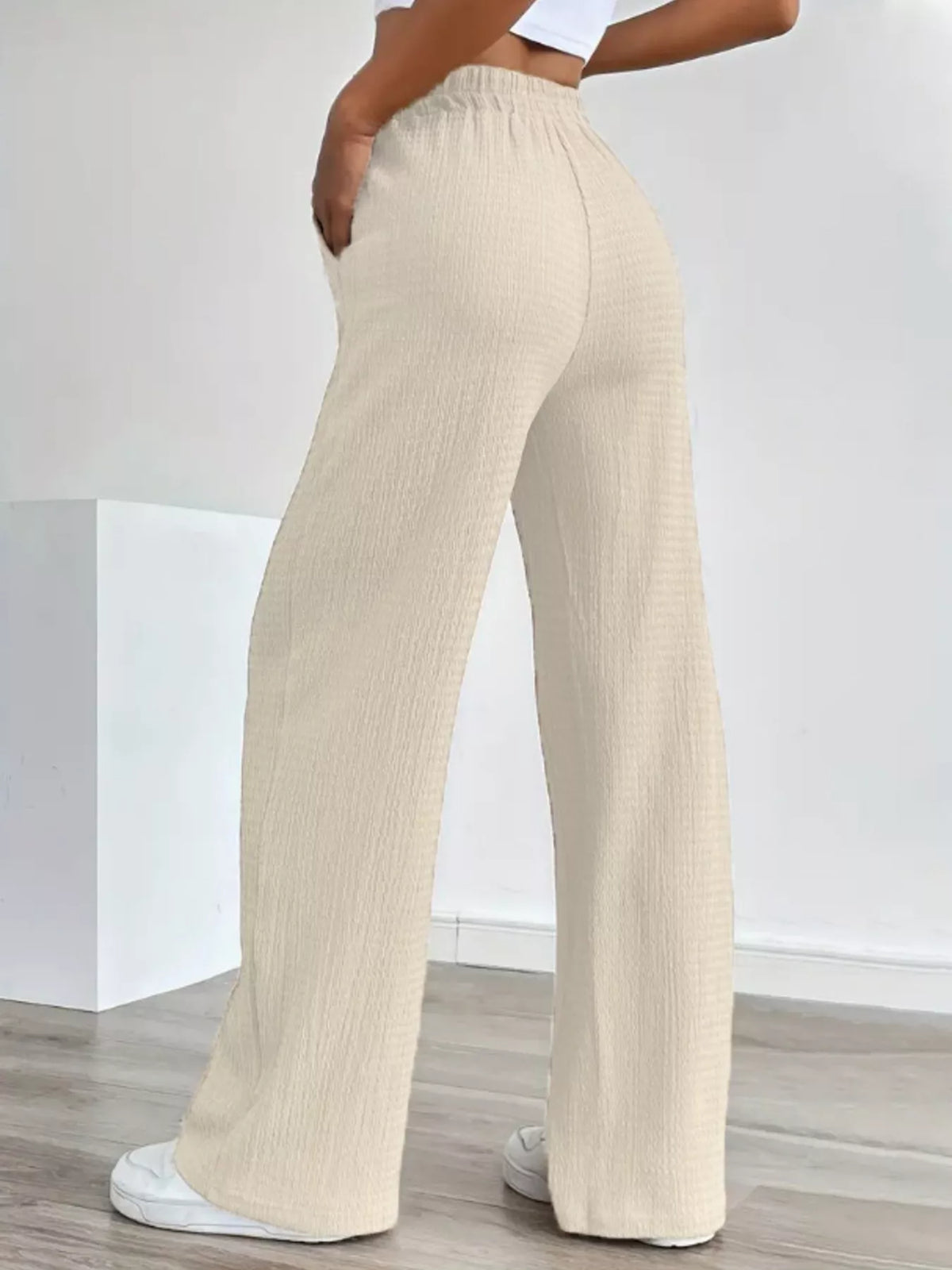 Textured Wide Leg Pants