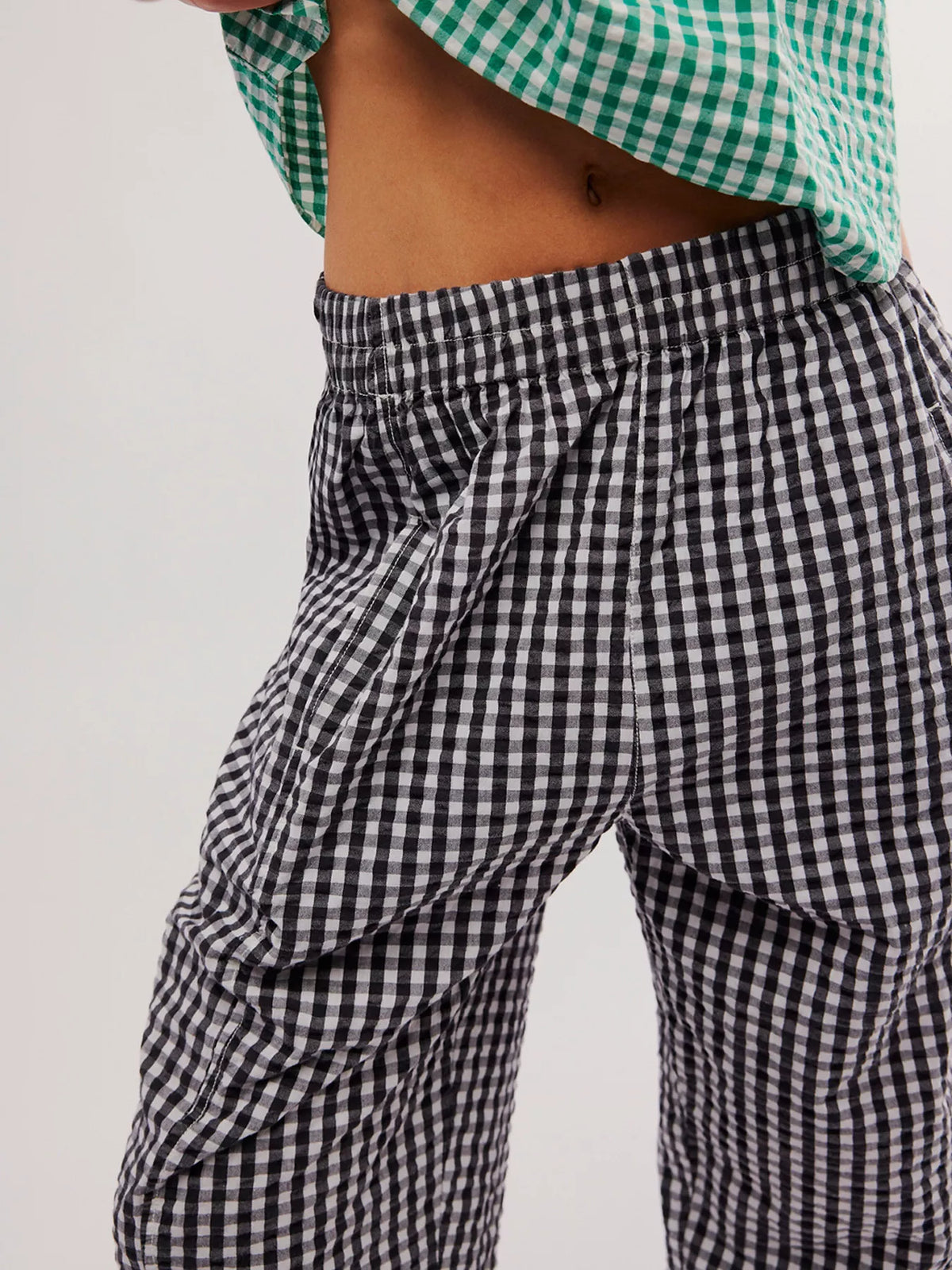 Gingham Relaxed-Fit Pants