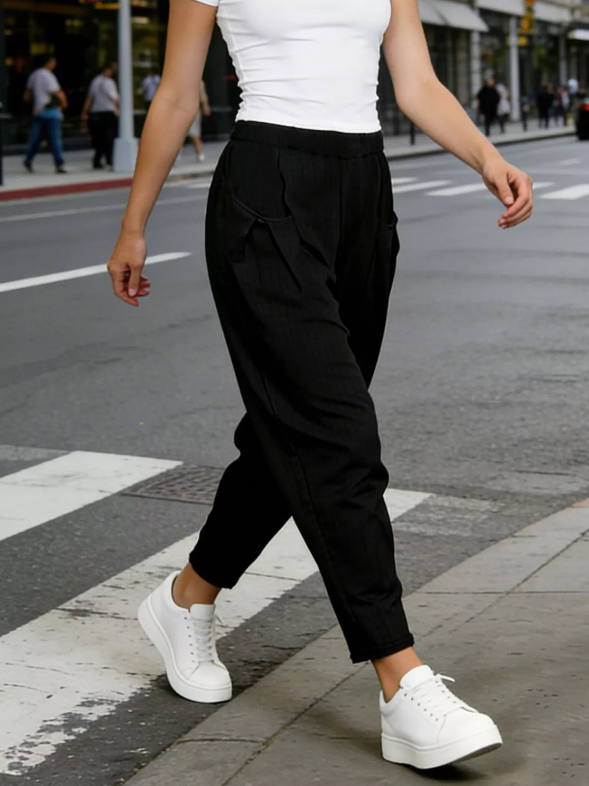 Plus Size Elastic Waist Harem Pants