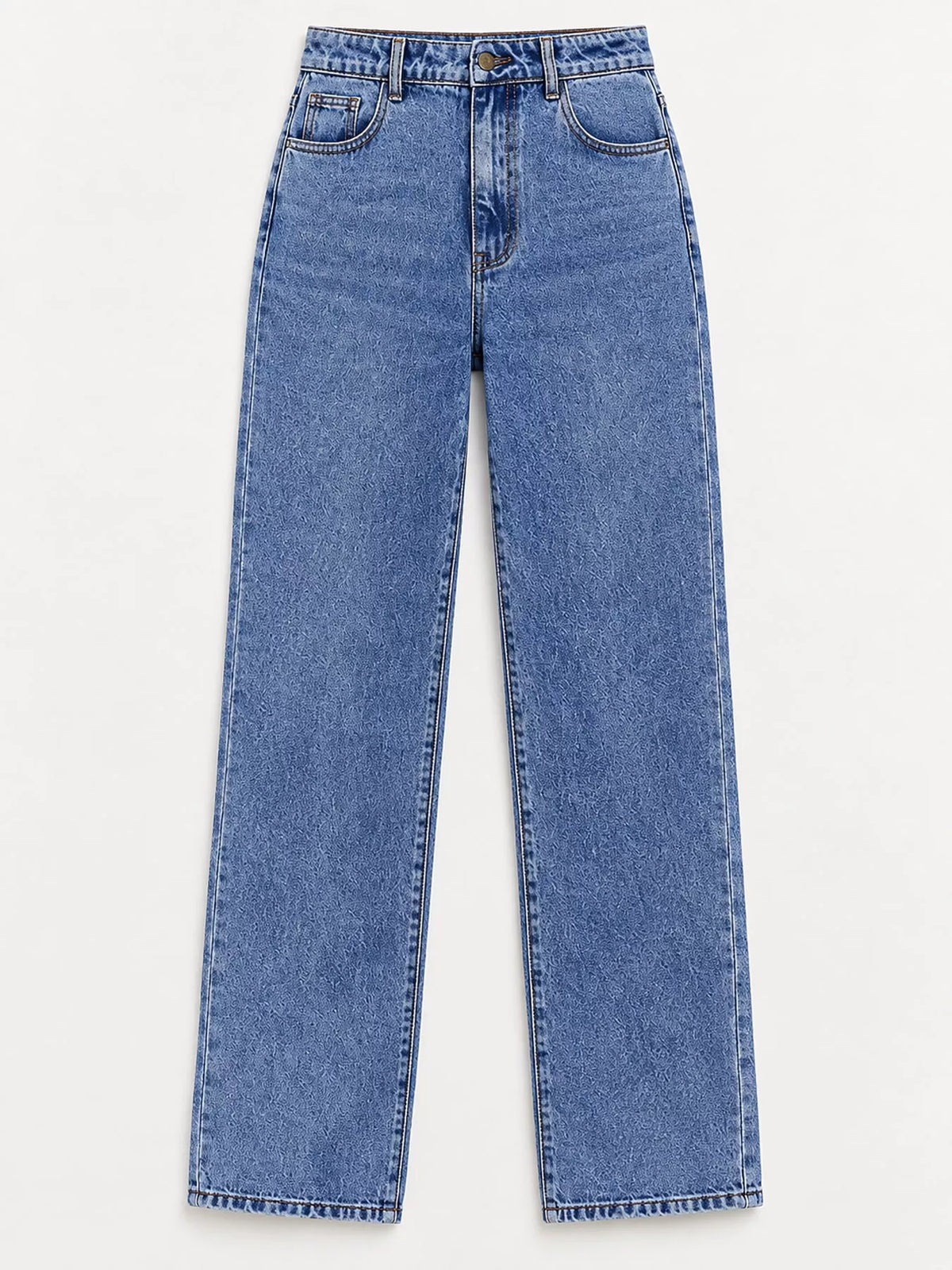 High-Waisted Vintage Wash Jeans