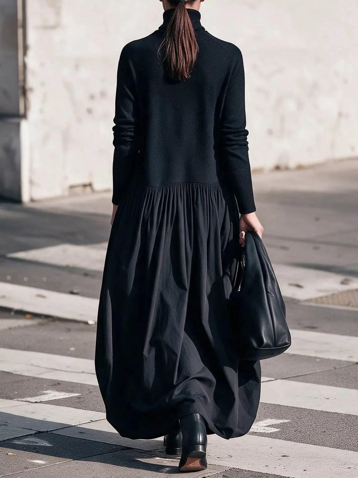 Turtleneck Long-Sleeve Maxi Dress