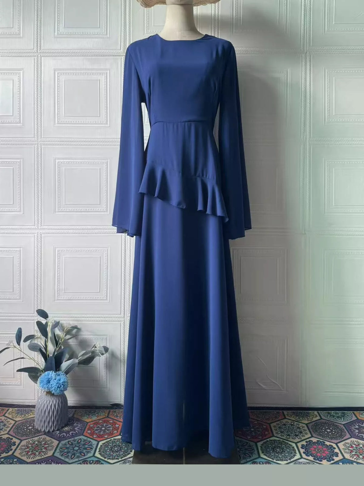 Ruffled Flare Sleeve Maxi Dress