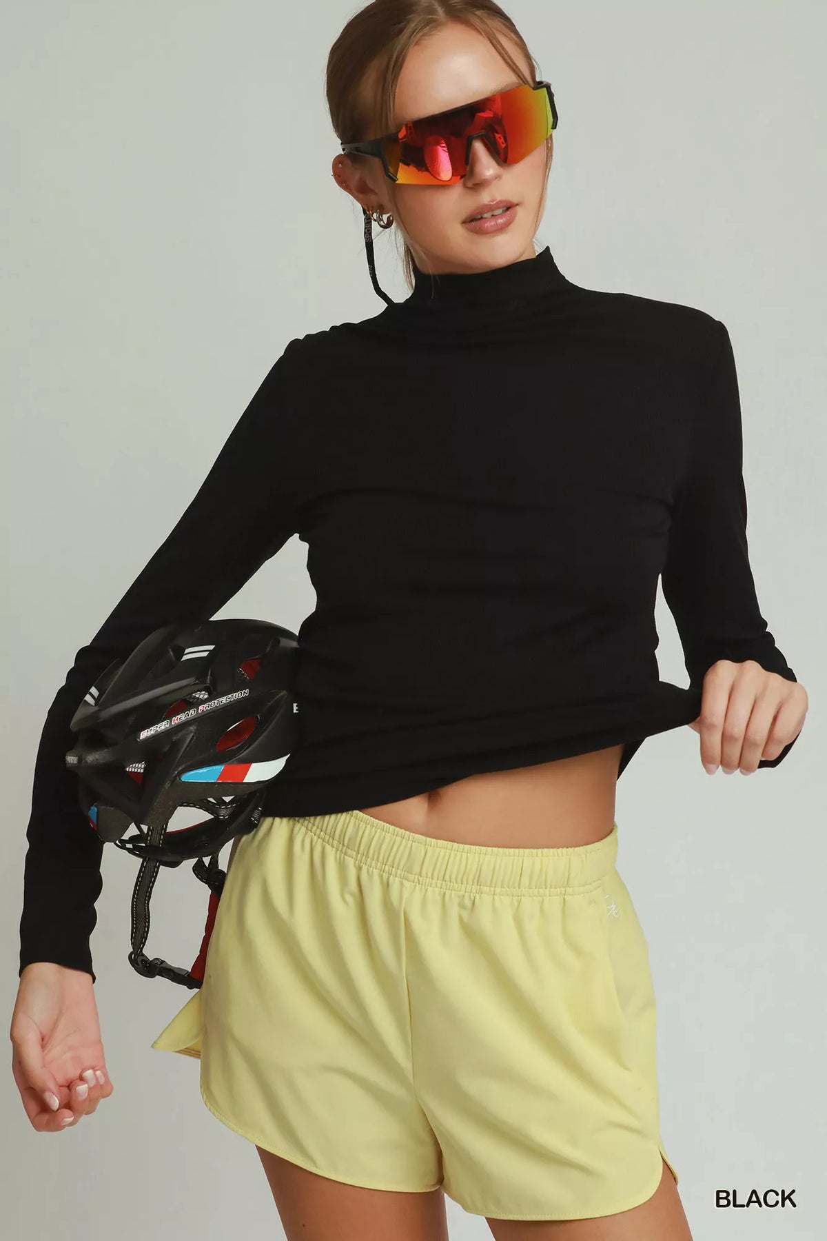 Umgee Long Sleeve Mock Neck Top in Black