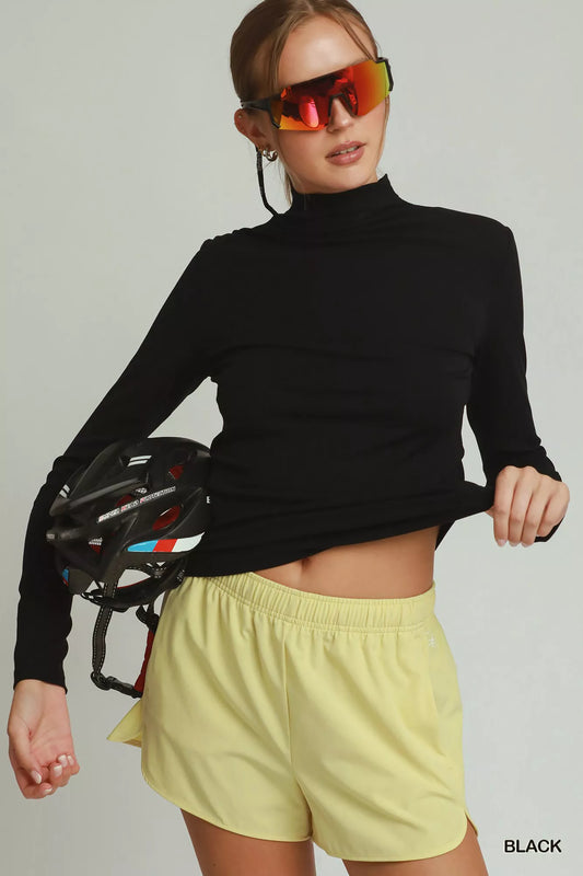 Umgee Long Sleeve Mock Neck Top in Black