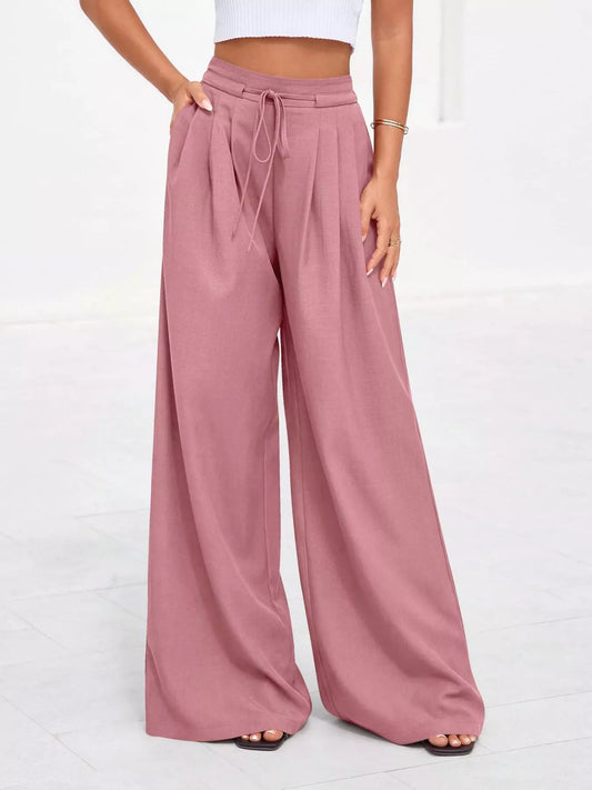 High-Waisted Pleated Wide-Leg Pants