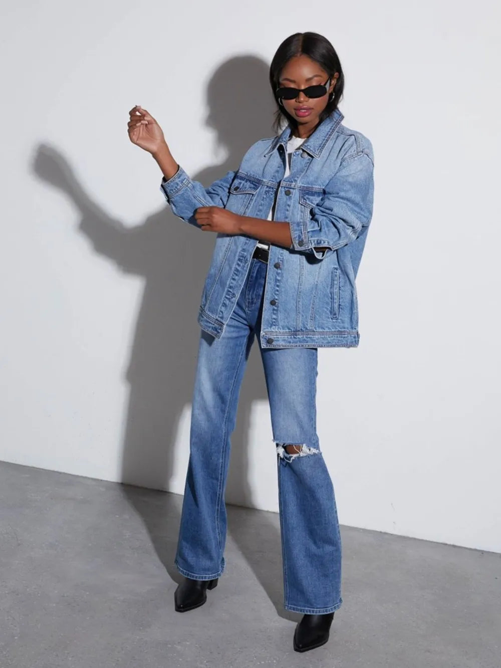Button-Up Collared Denim Jacket by X@Y@K