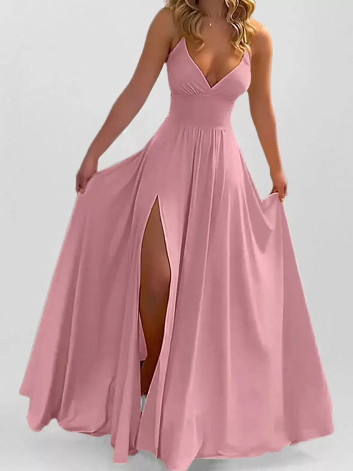 Sleeveless High-Slit Flowy Maxi Dress