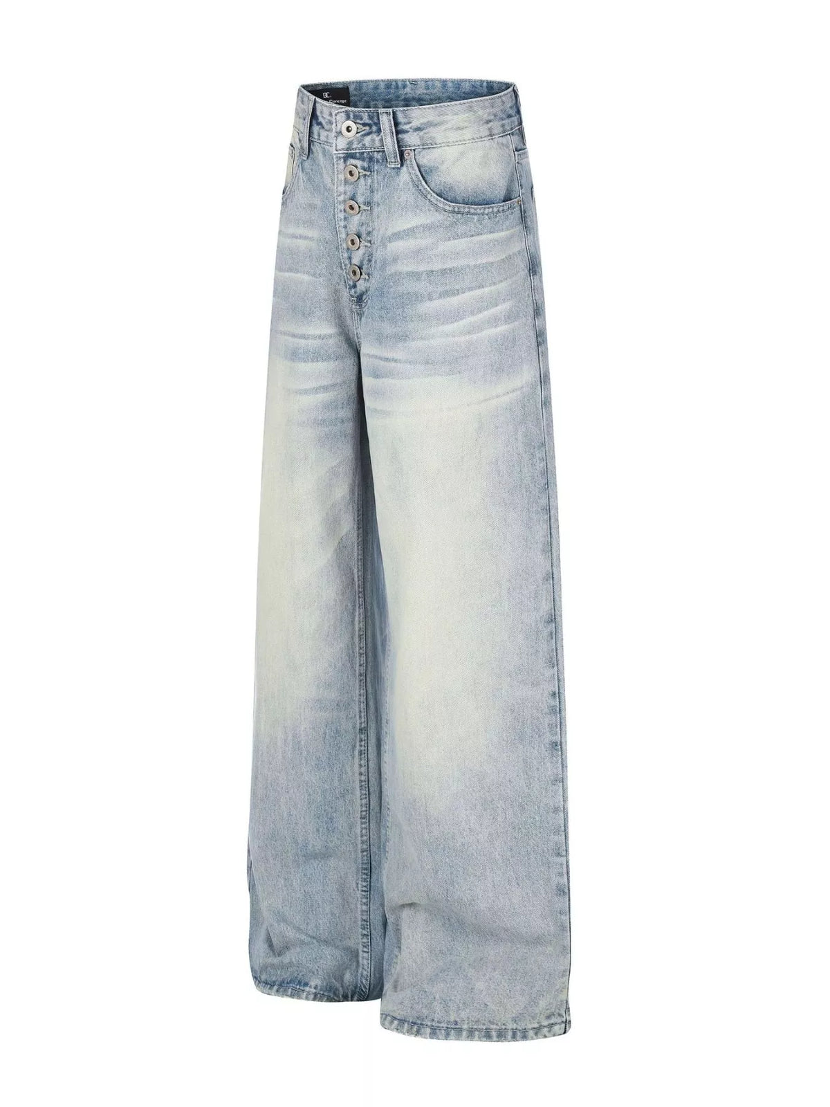 High-Waisted Button-Fly Wide-Leg Jeans in Blue by TrendMaster
